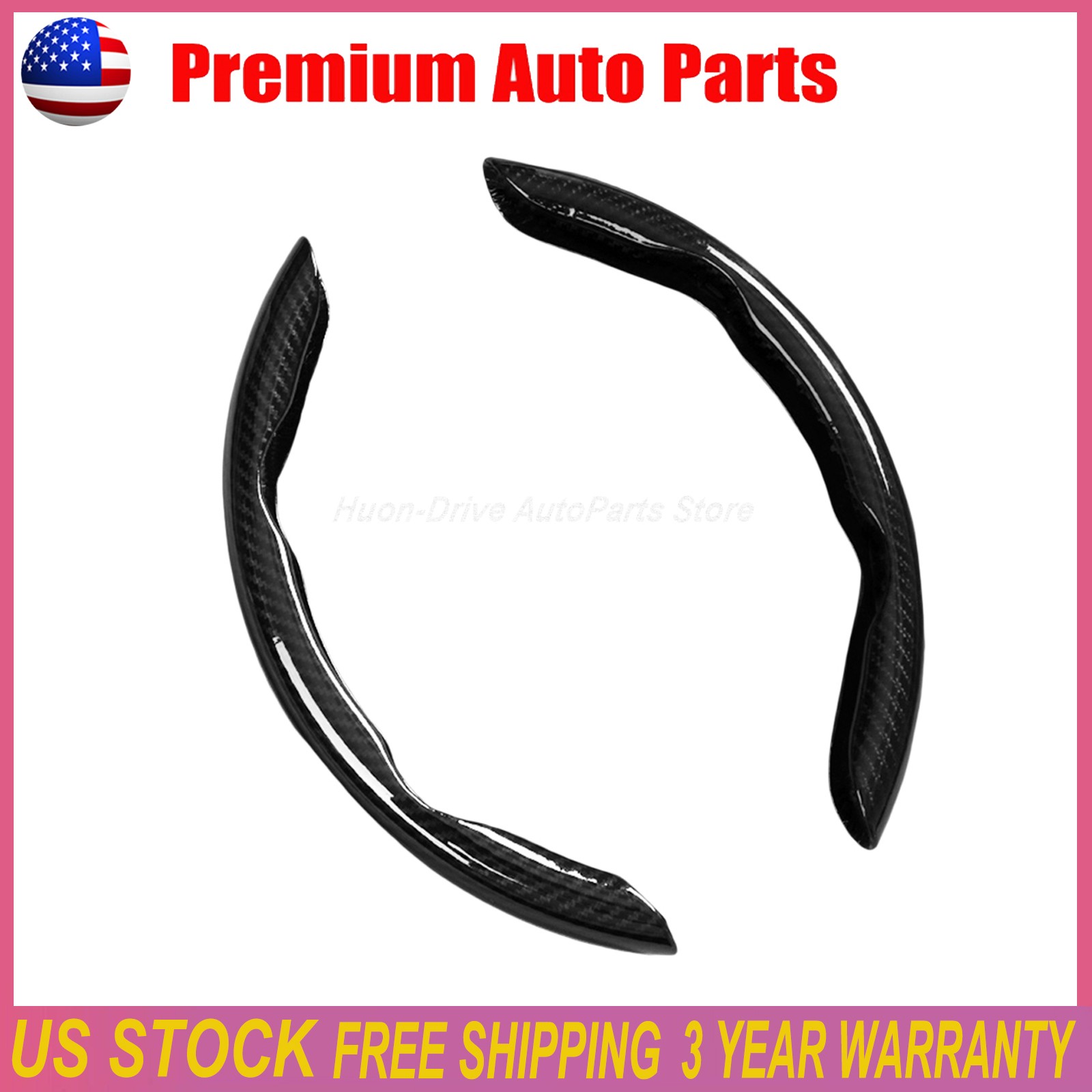 Black Universal Segmented Anti-slip Carbon Fiber Hard Car Steering Wheel Cover