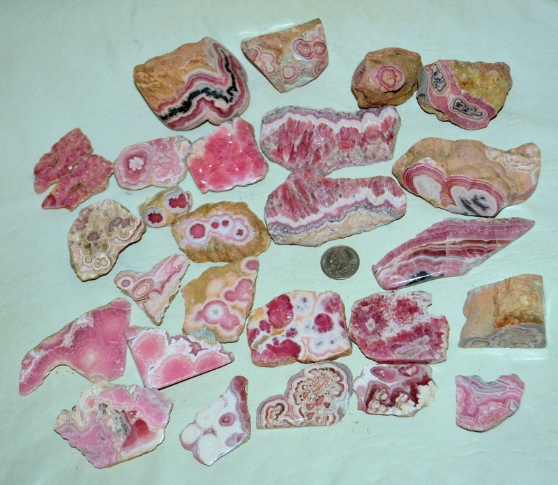 27 pcs LOT Rhodochrosite slabs w/patterns from Argentina * Wholesale Deep Red 