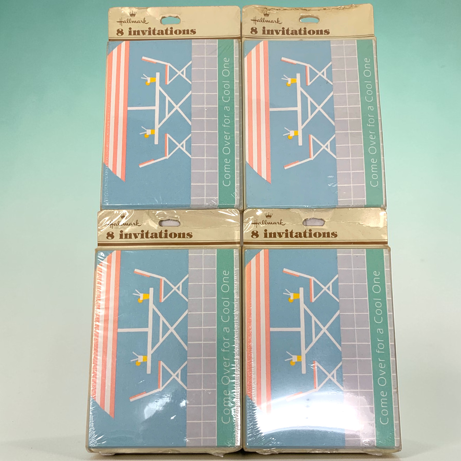 Lot 4 Vtg Hallmark Pool Party Invitations Sealed NOS Mid Century Modern Patio Lot 4 Vtg Hallmark Pool Party Invitations Sealed NOS Mid Century Modern Patio