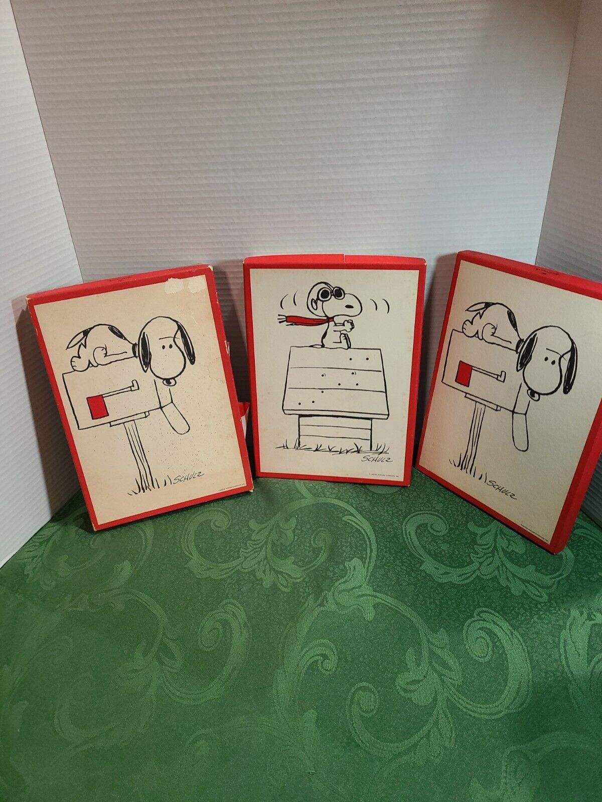 Schulz Peanuts Snoopy 1970's Hallmark Boxed Stationary Vtg 3 Boxes One Sealed