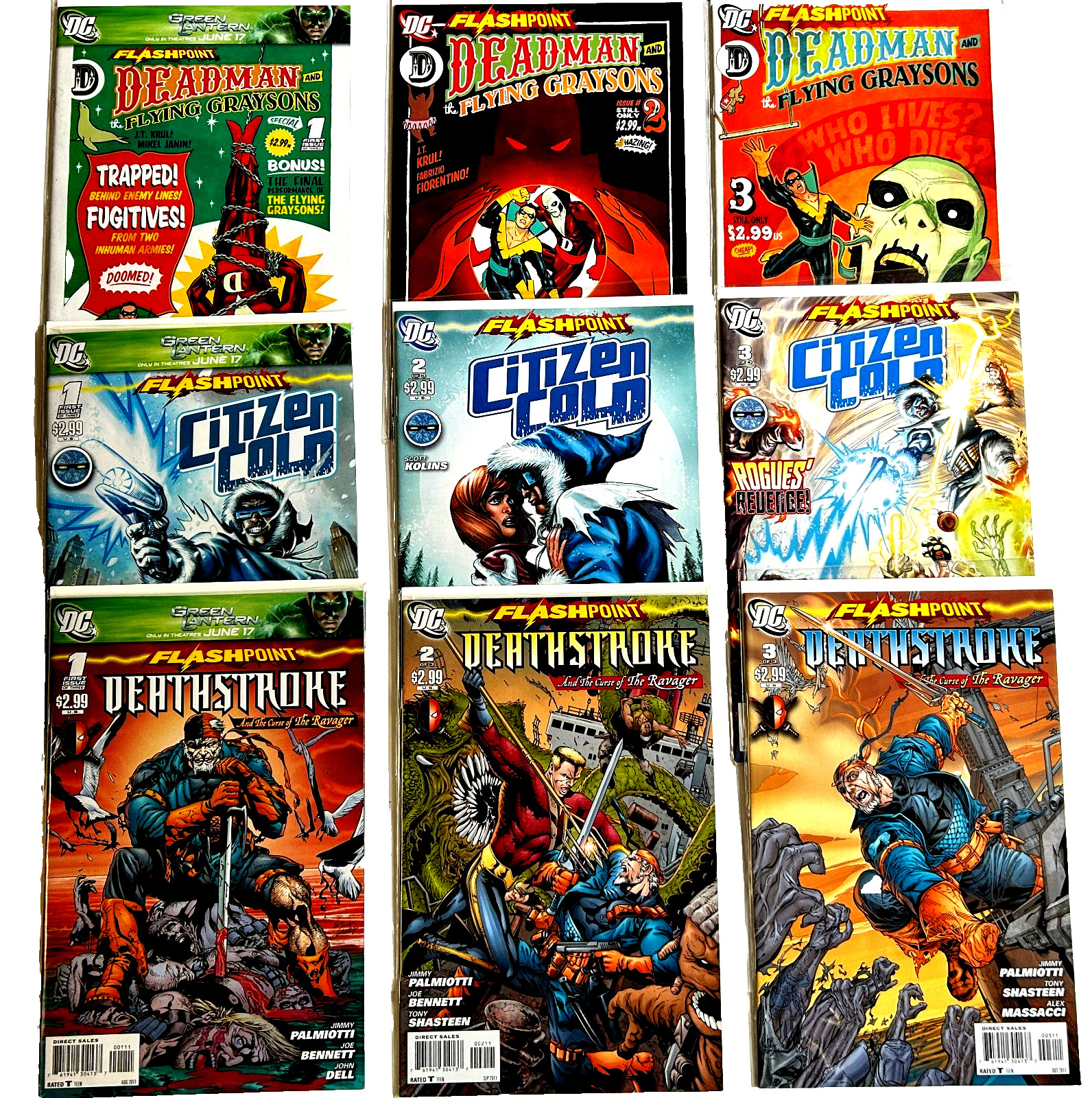 FLASHPOINT: 3 MINISERIES : DEADMAN, CITIZEN COLD & DEATHSTROKE - 9 NM COMICS