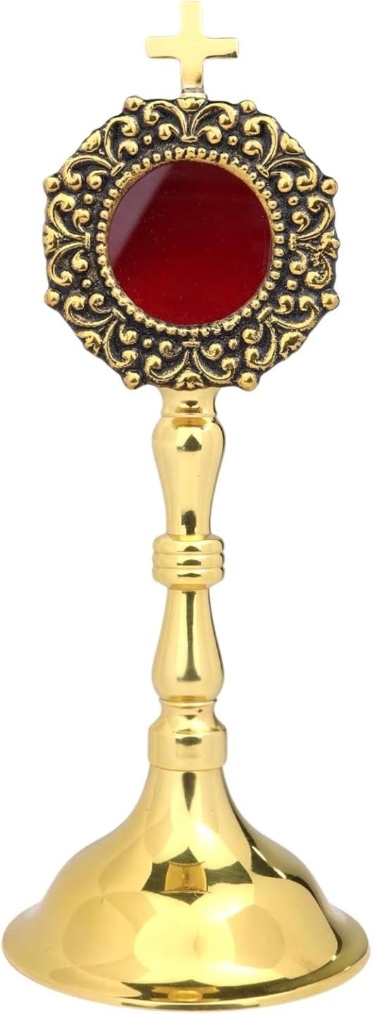 High Polished Brass Mini Reliquary for Church or Personal Display 7.75 In