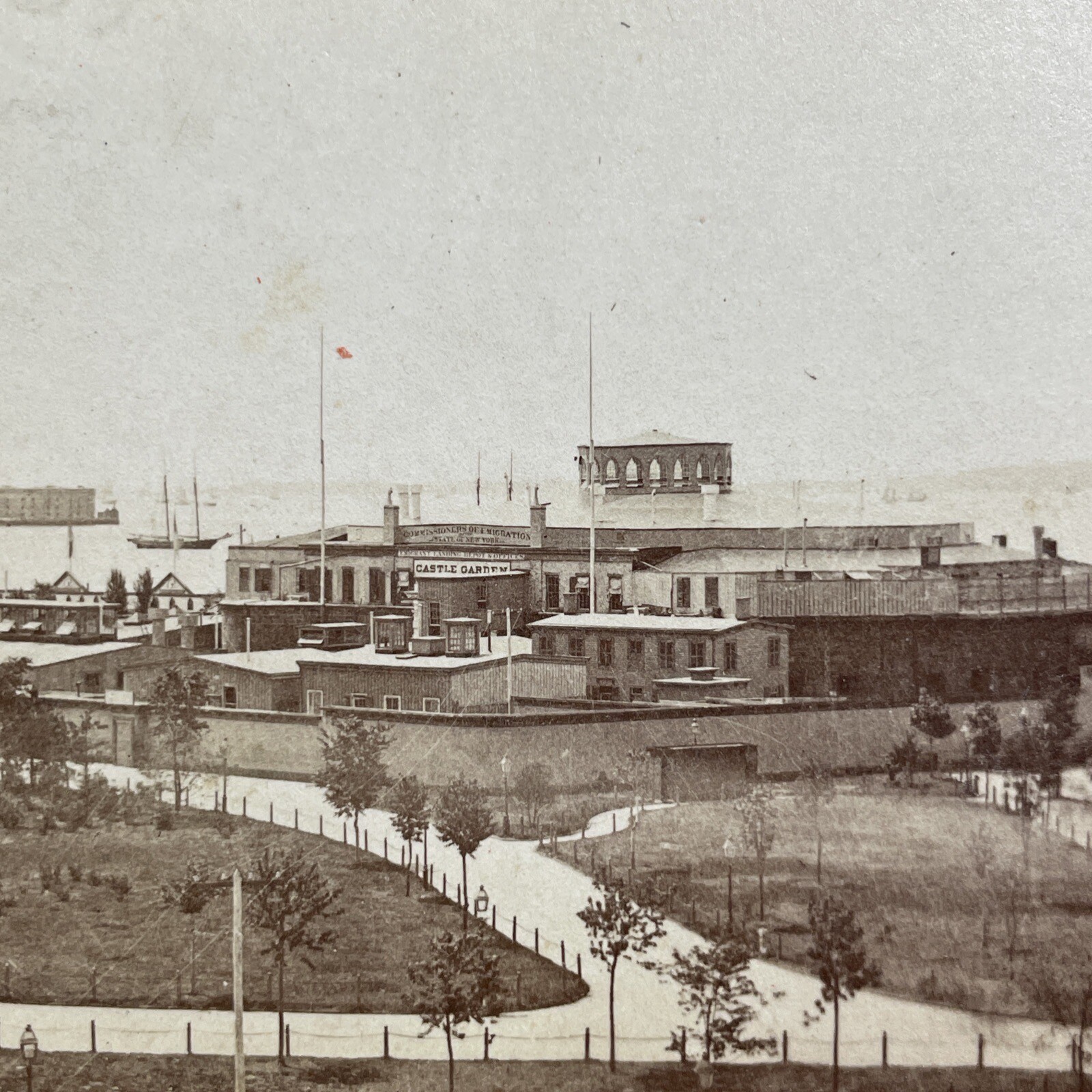 Castle Garden Emigrant Landing Stereoview S&L Series New York City 1870s