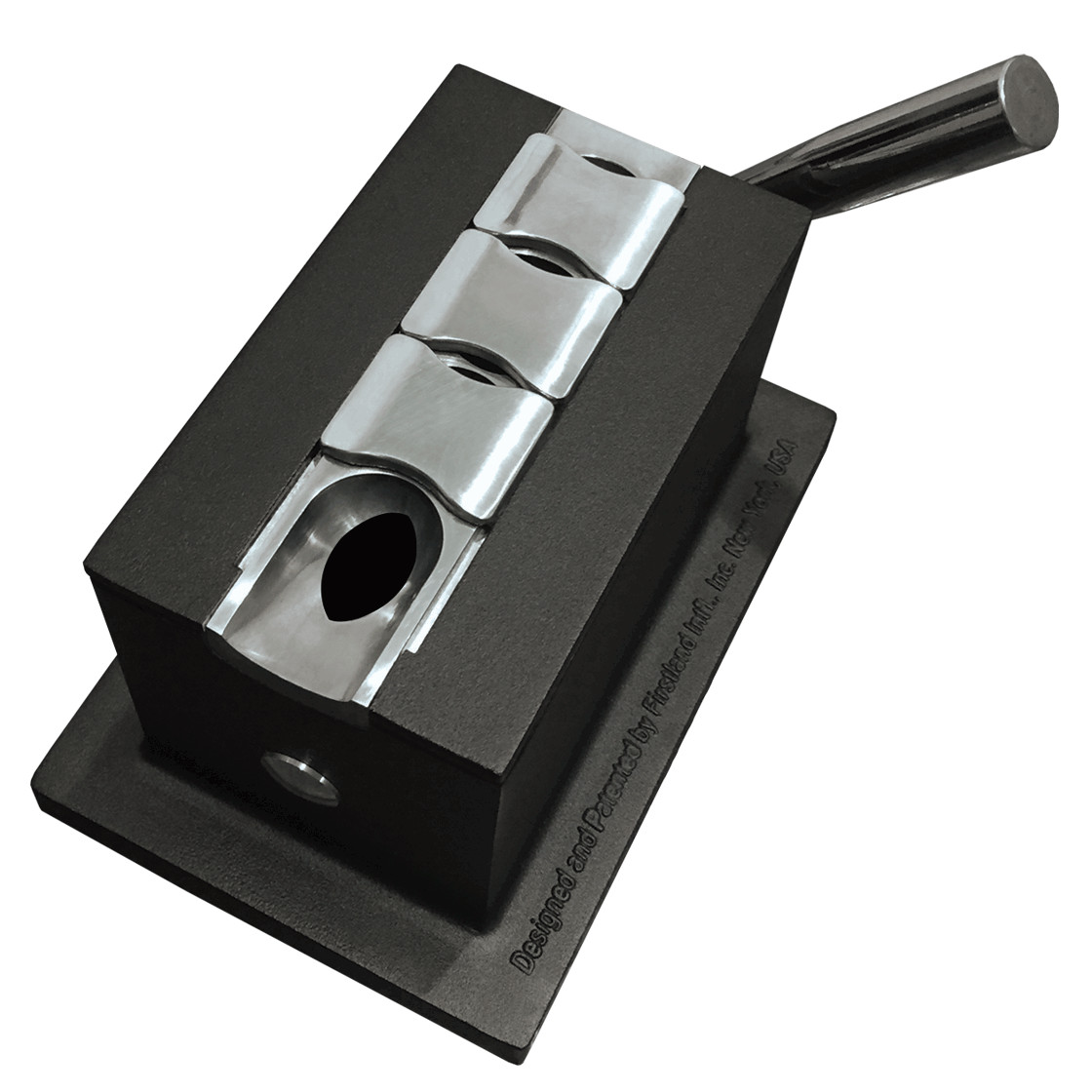 Black Quad Table Top Cigar Cutter 4-1 52~58 Ring Gauge V Cuban Cut Cast Body