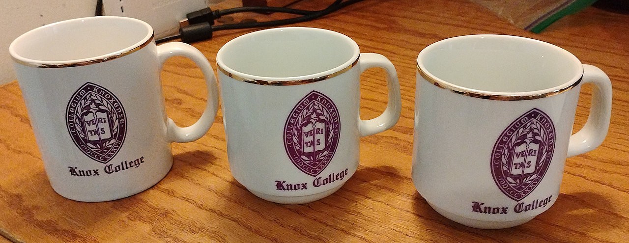 Lot of 3 Vintage Knox College Porcelain Mugs (2 Porcelana Steatita Brasil) READ