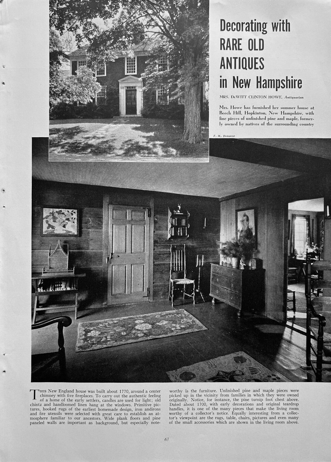 Mrs DeWitt Clinton Howe Home 1938 Beech Hill Hopkinton NH 3 Pages Pics Mrs DeWitt Clinton Howe Home 1938 Beech Hill Hopkinton NH 3 Pages Pics