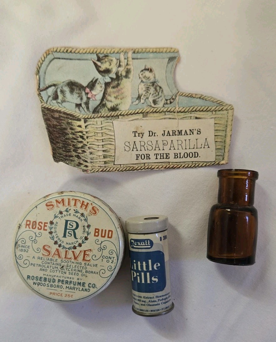 Vintage Antique Lot Medicinal Advertising Tin Bottle Pharmacy Drug Vintage Antique Lot Medicinal Advertising Tin Bottle Pharmacy Drug