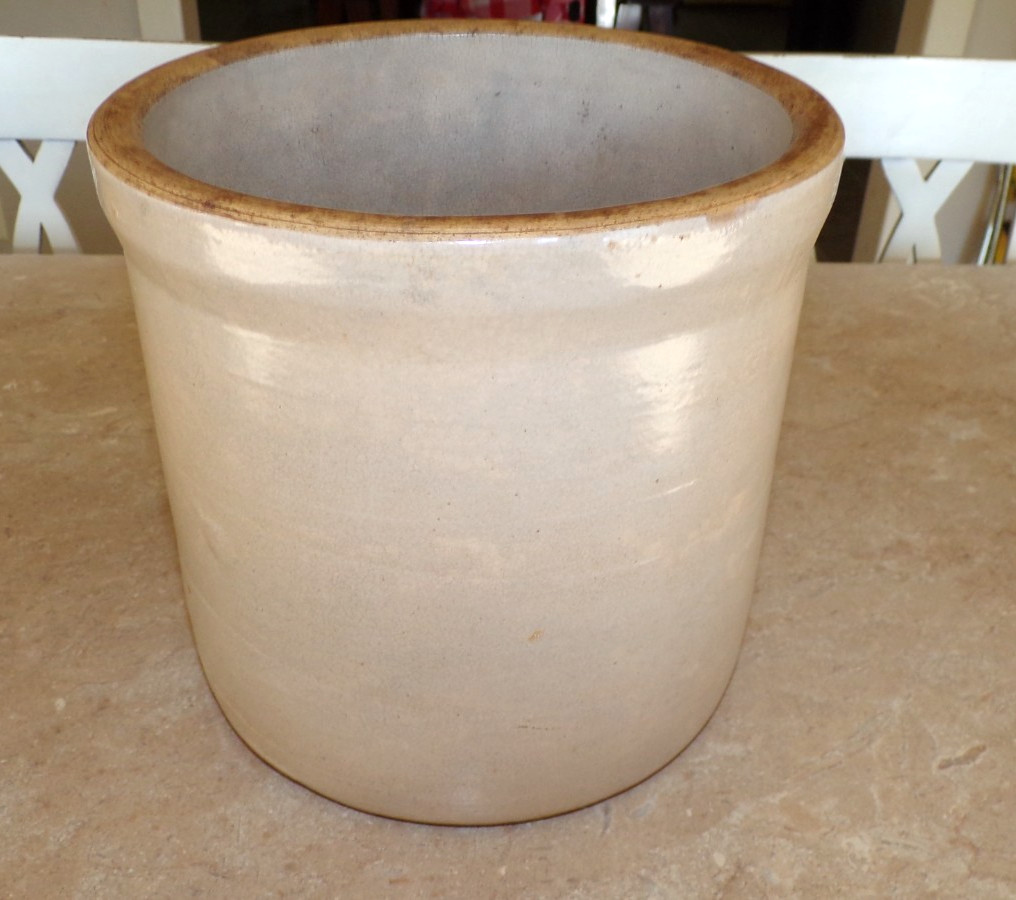 Antique, 1 Gal, Crown, USA, Glazed Crock, 7.5'' Tall, 8'' Wide, Heavy
