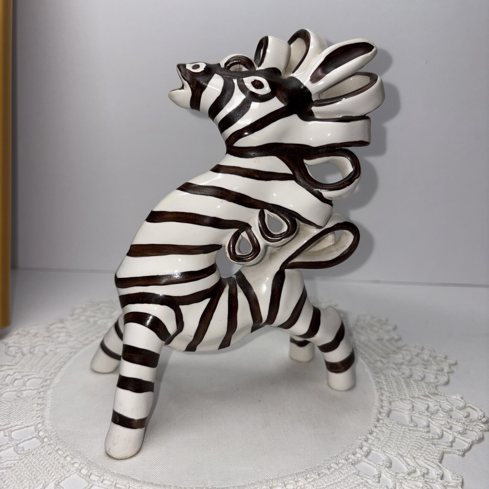 Rare Leopold Anzengruber “Cheerful Zebra” Austria Hand Painted Glazed Ceramic Rare Leopold Anzengruber “Cheerful Zebra” Austria Hand Painted Glazed Ceramic