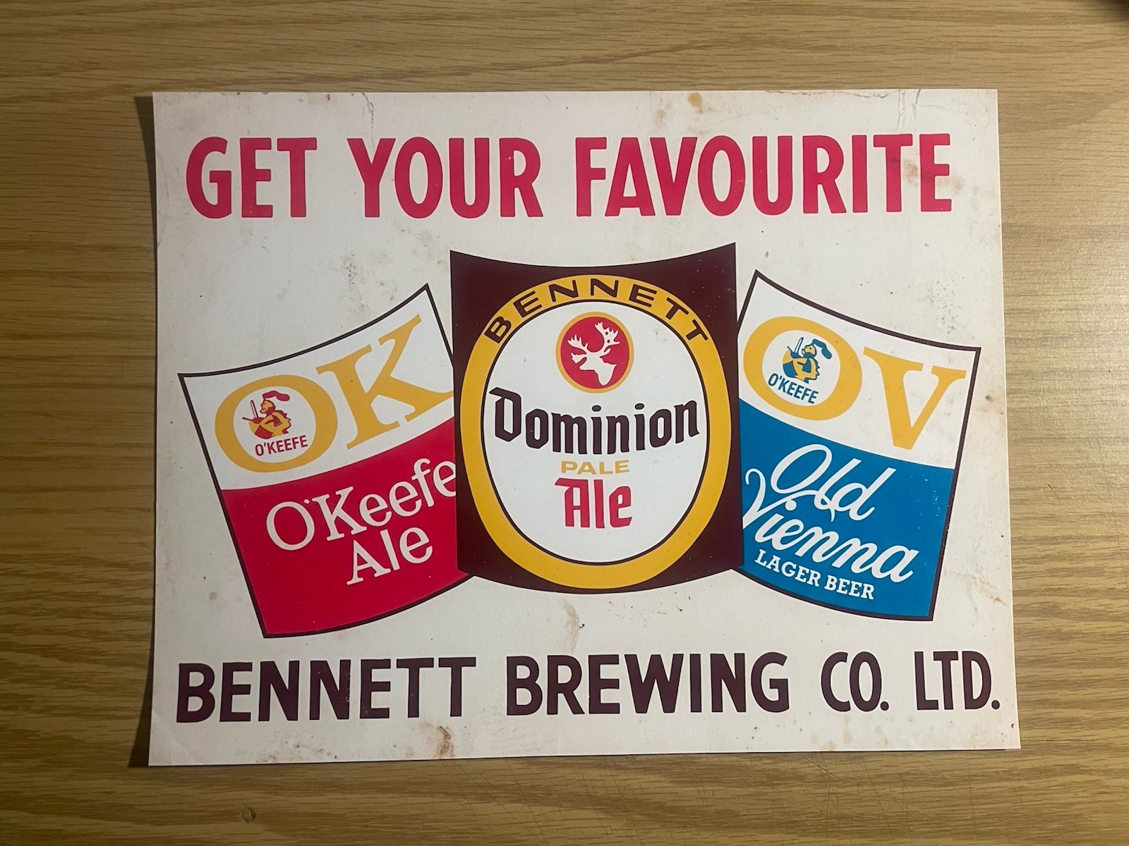 Dominion Ale O’Keffe Newfoundland Bennett Brewing Beer Paper PRINT Sign Ad OV