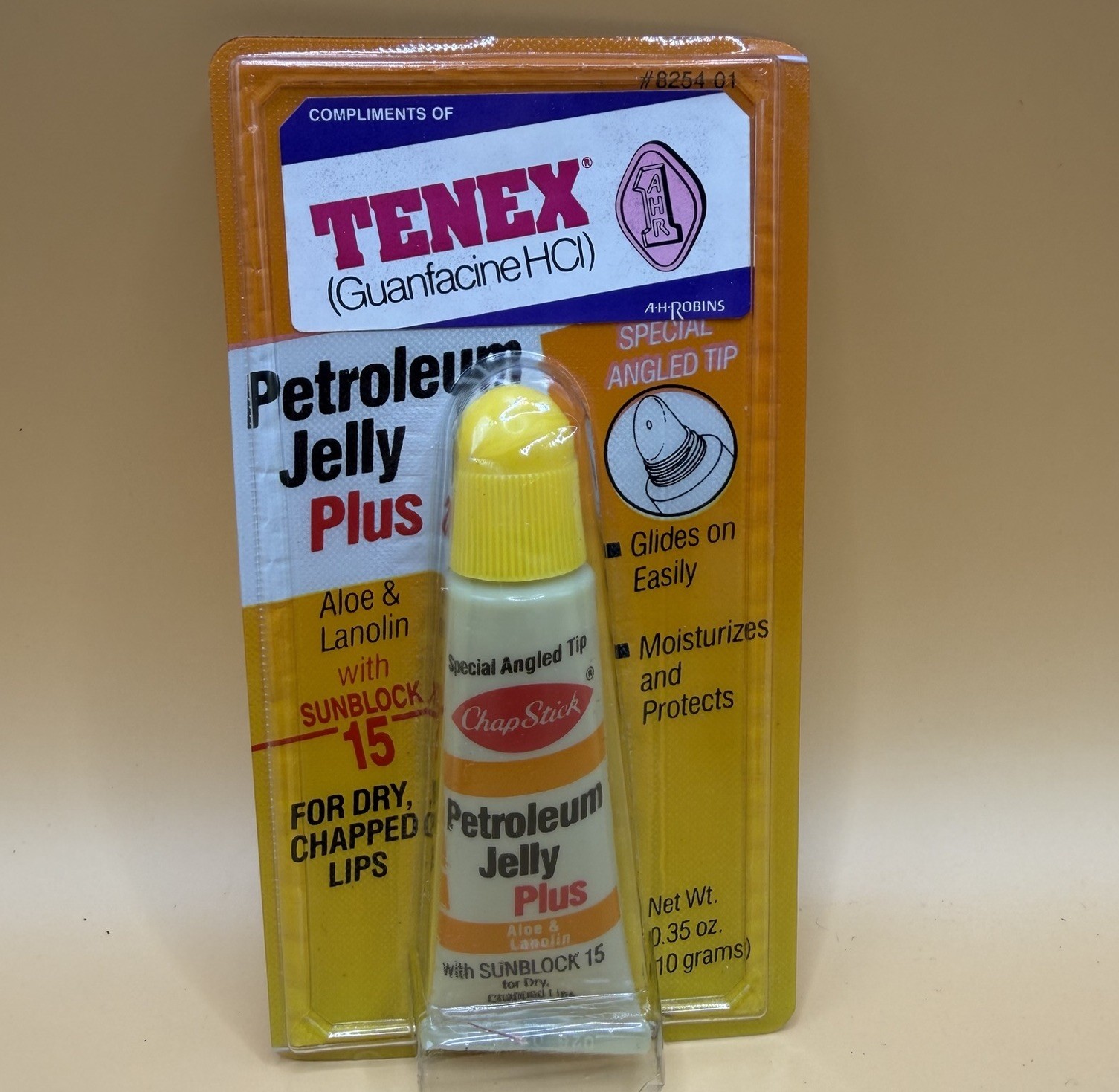 Vtg ChapStick Petroleum Jelly Plus Aloe Lanolin SPF 15 New Old Stock Tenex Promo