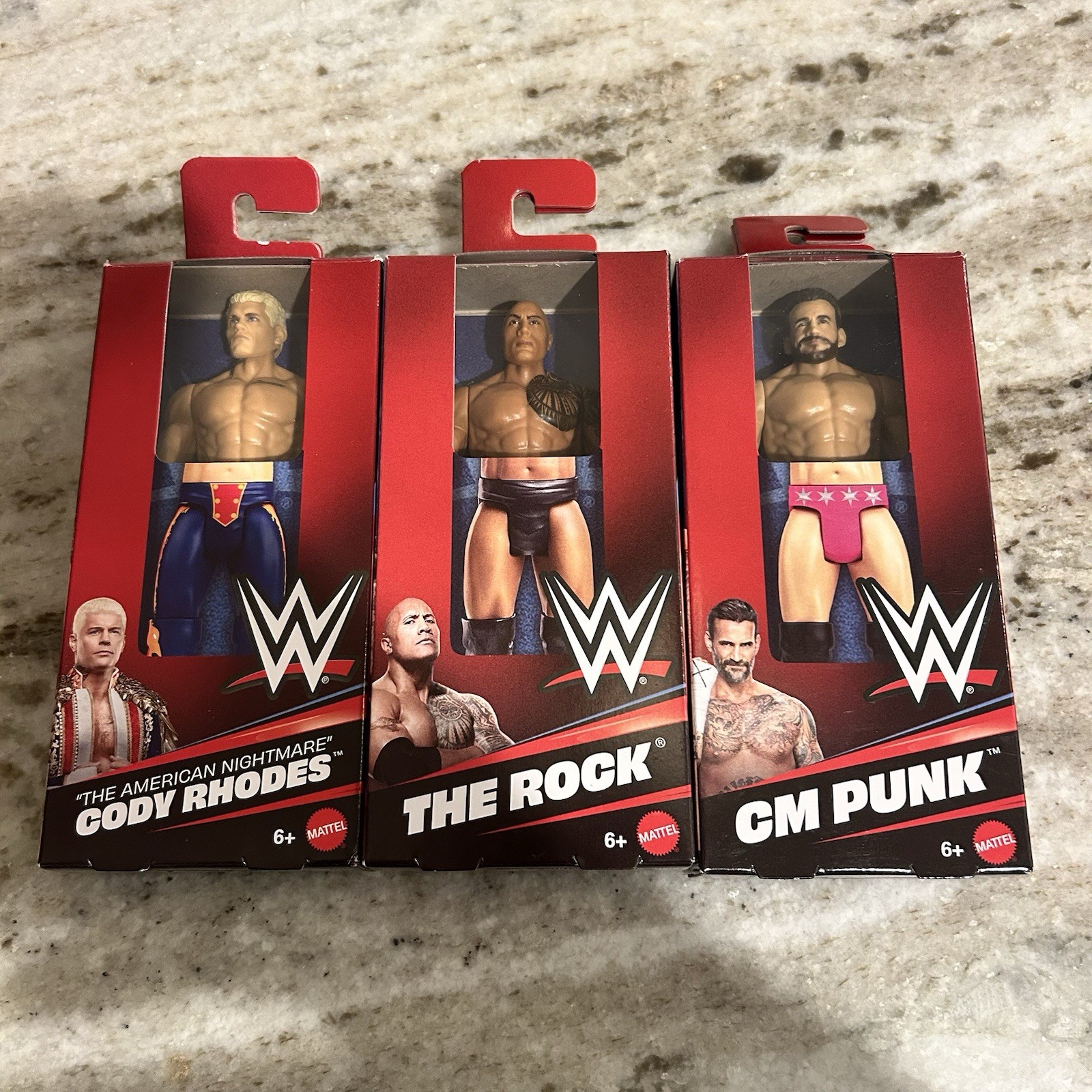 WWE Mattel The Rock Mini Figure Wrestling CM Punk Cody Rhodes 3 Figure Lot 6” WWE Mattel The Rock Mini Figure Wrestling CM Punk Cody Rhodes 3 Figure Lot 6”