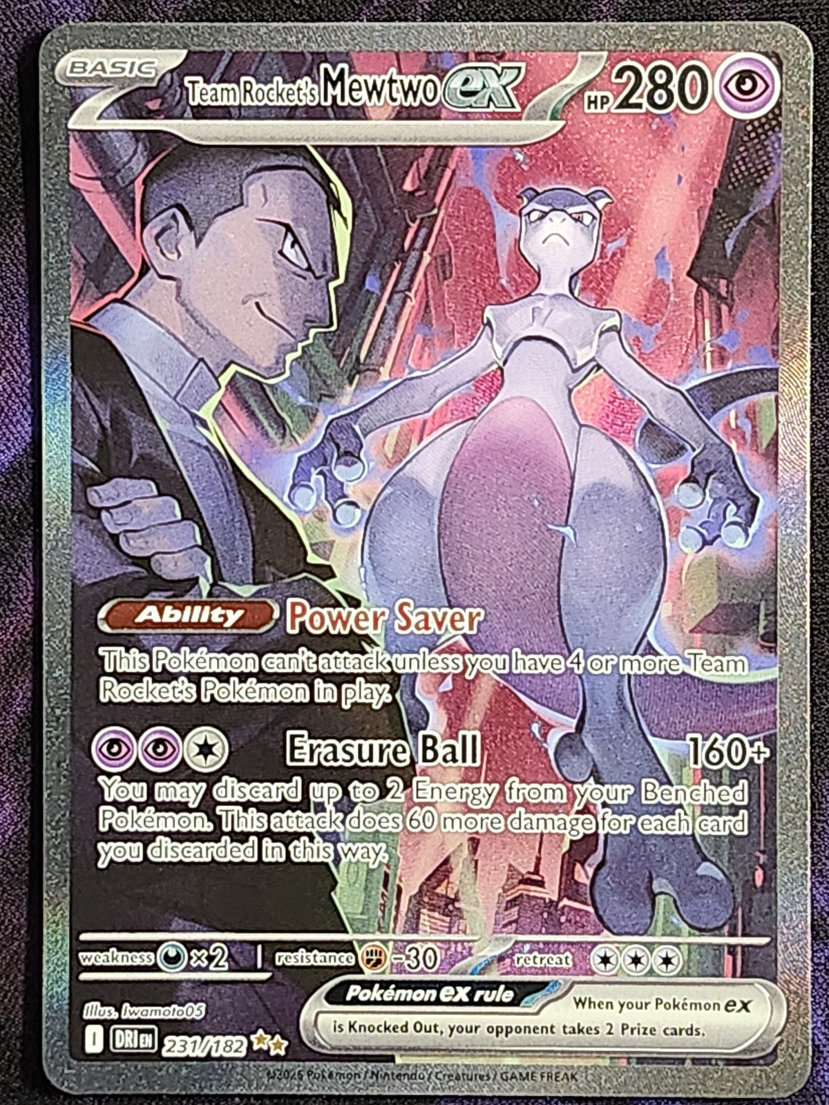 Pokemon Team Rocket\'s Mewtwo EX 231/182 (LP) Destined Rivals DRI Pokemon Team Rocket\'s Mewtwo EX 231/182 (LP) Destined Rivals DRI