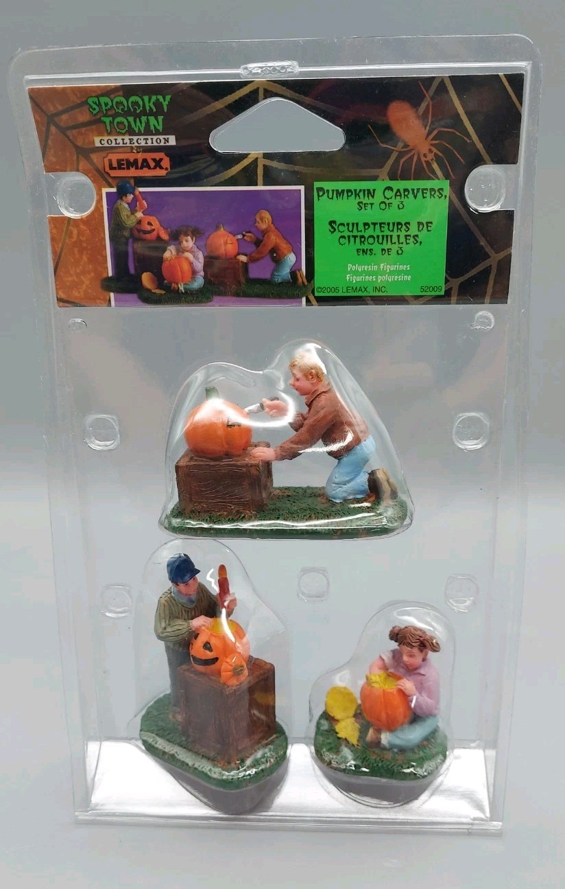 Rare Retired Lemax Pumpkin Carvers Set Of 3 2005 #52009 Brand New Rare Retired Lemax Pumpkin Carvers Set Of 3 2005 #52009 Brand New