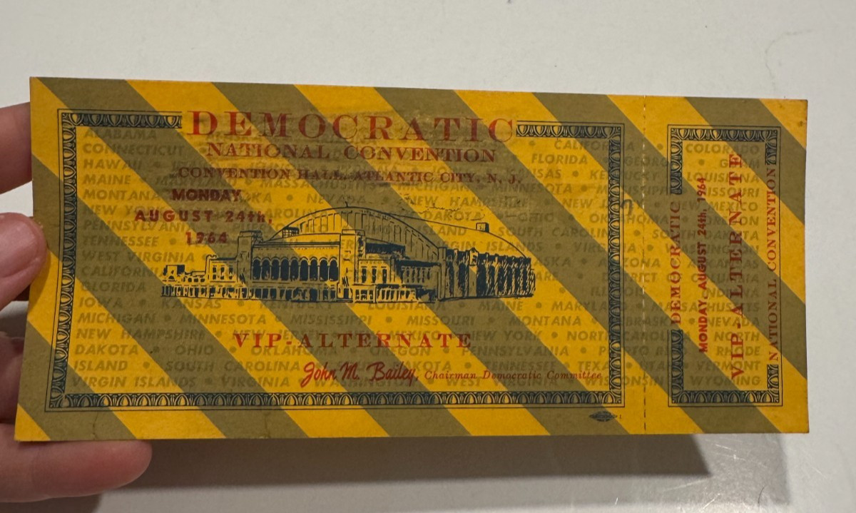 RARE 1964 Democratic National Convention VIP Alternate Ticket President Johnson RARE 1964 Democratic National Convention VIP Alternate Ticket President Johnson