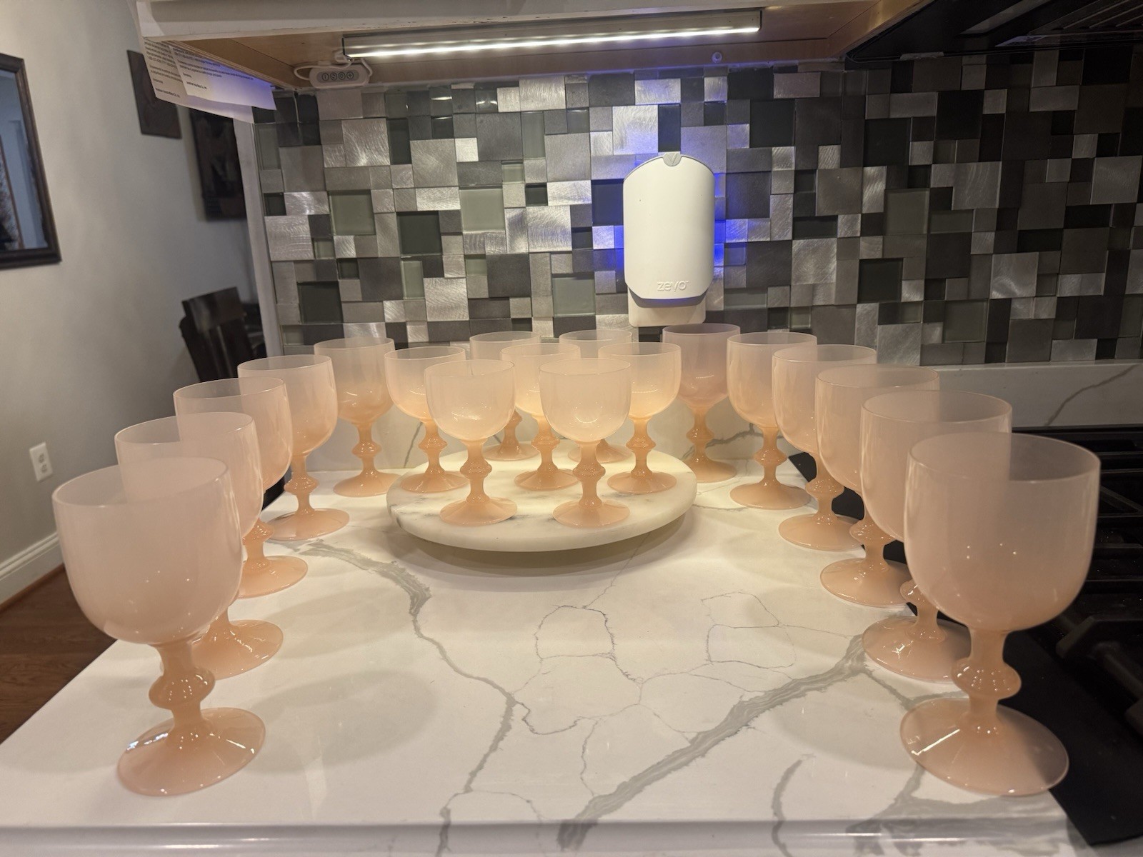 Vintage French Portieux Vallerysthal Pink Opaline Goblets Set Of 17 Or Single Vintage French Portieux Vallerysthal Pink Opaline Goblets Set Of 17 Or Single
