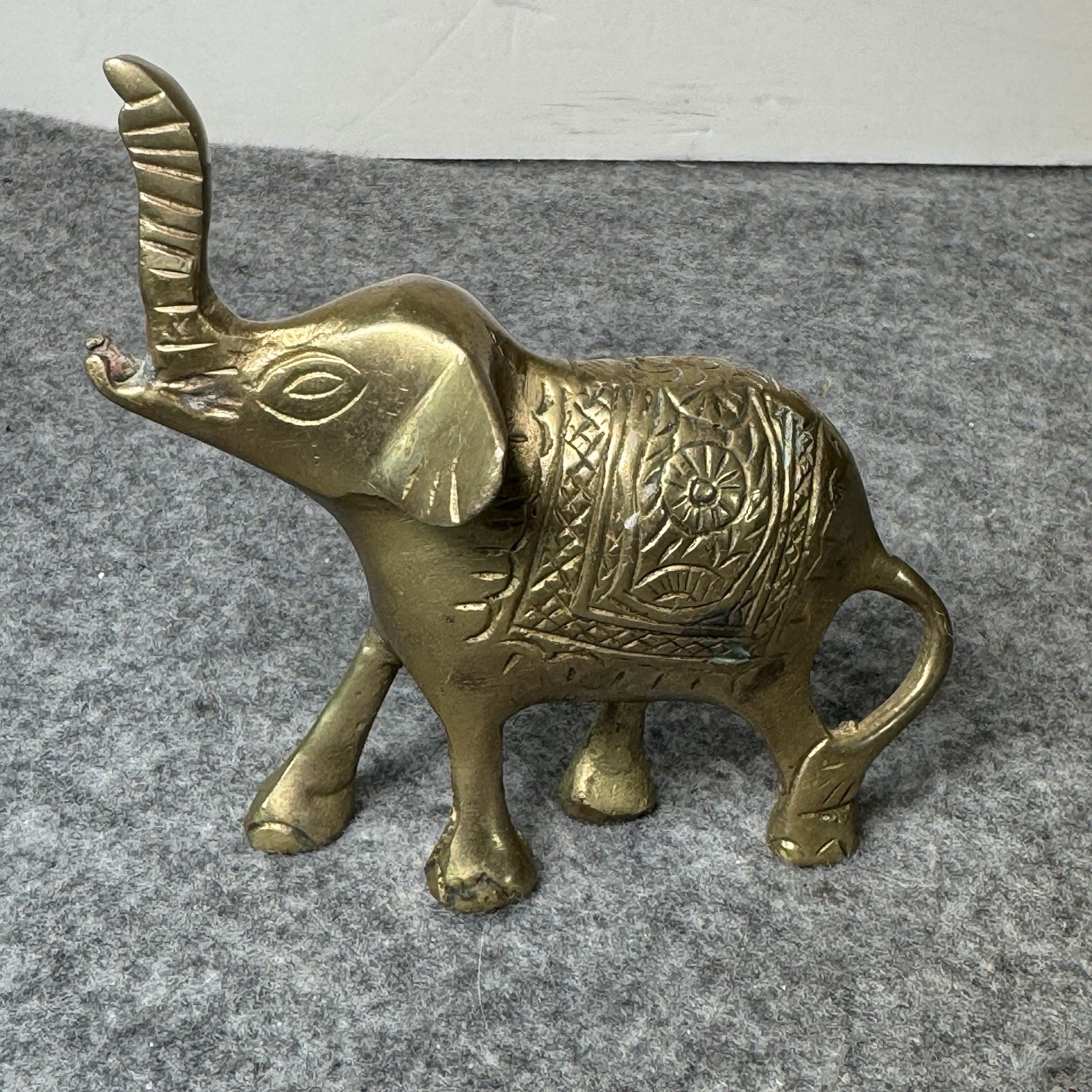 Vintage Solid Brass Elephant Figurine Statue Raised Trunk Lucky Elephant Decor Vintage Solid Brass Elephant Figurine Statue Raised Trunk Lucky Elephant Decor