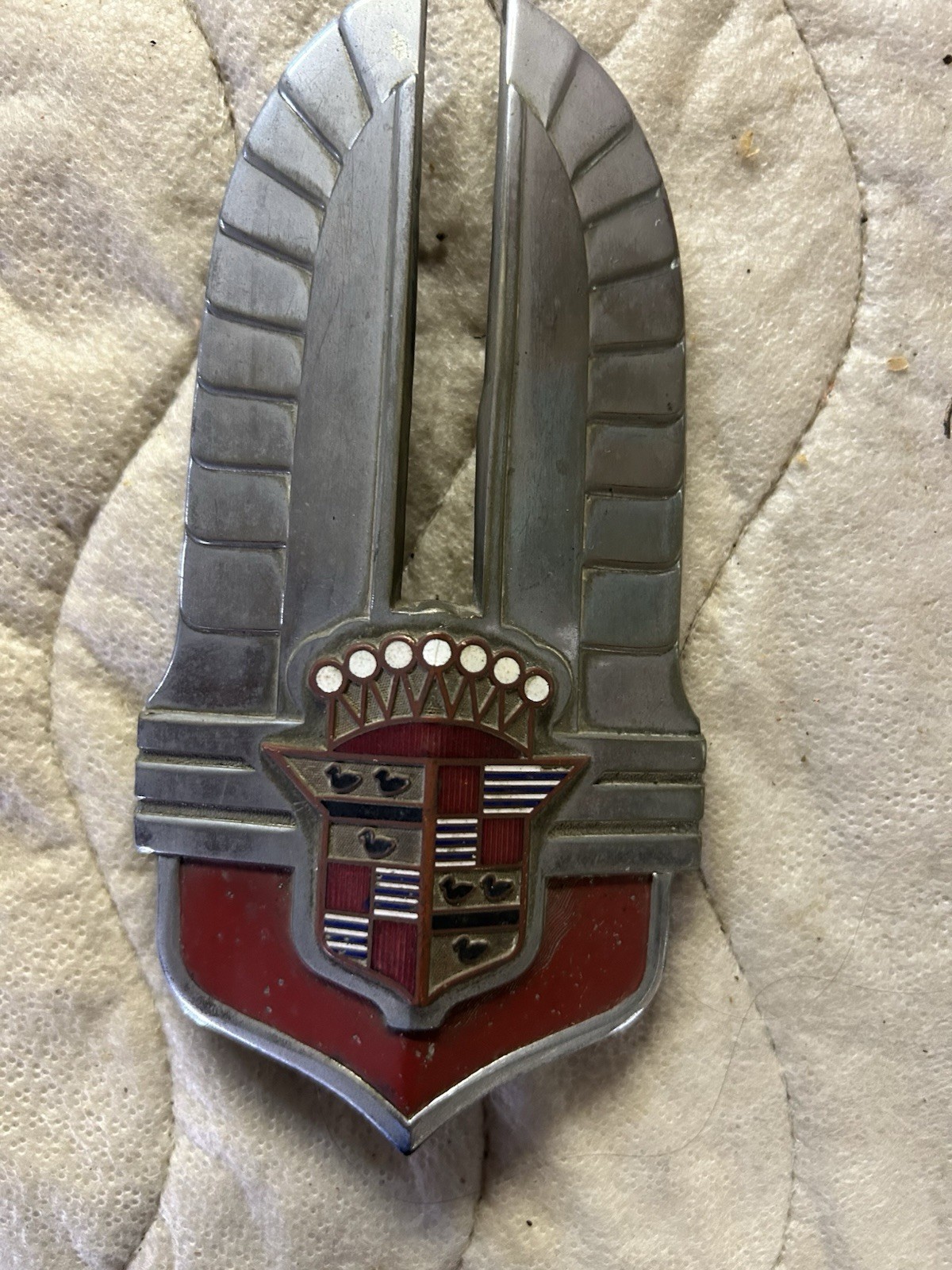 1941 1942 Cadillac OEM Hood Crest Emblem Ornament Original Vintage GM 1941 1942 Cadillac OEM Hood Crest Emblem Ornament Original Vintage GM