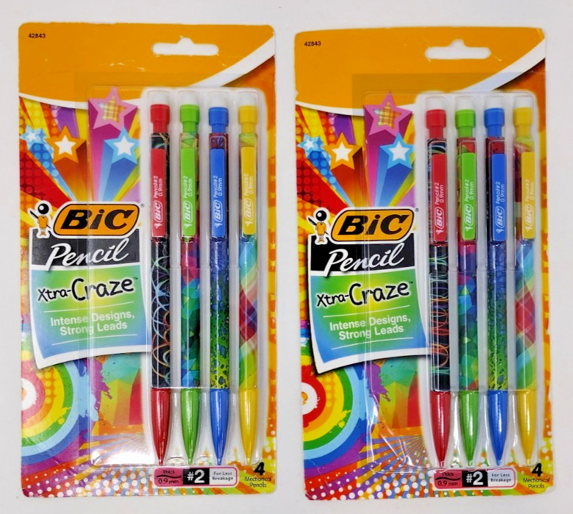 New Old Stock 2014 BIC Xtra Craze Intense Design 4 Pack Mechanical Pencils Lot 2 New Old Stock 2014 BIC Xtra Craze Intense Design 4 Pack Mechanical Pencils Lot 2
