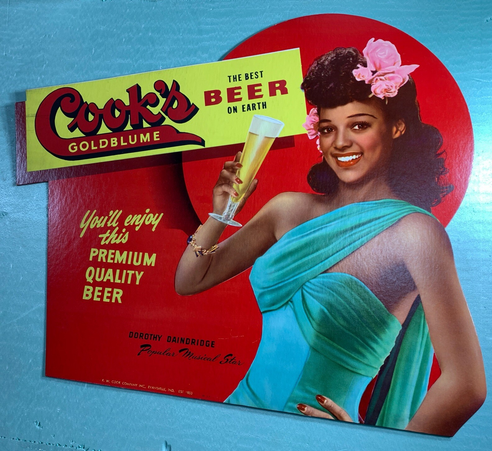 Cook’s Beer Cardboard Sign Pin Up Dorothy Dandridge Black Musical Girl Superb Cook’s Beer Cardboard Sign Pin Up Dorothy Dandridge Black Musical Girl Superb