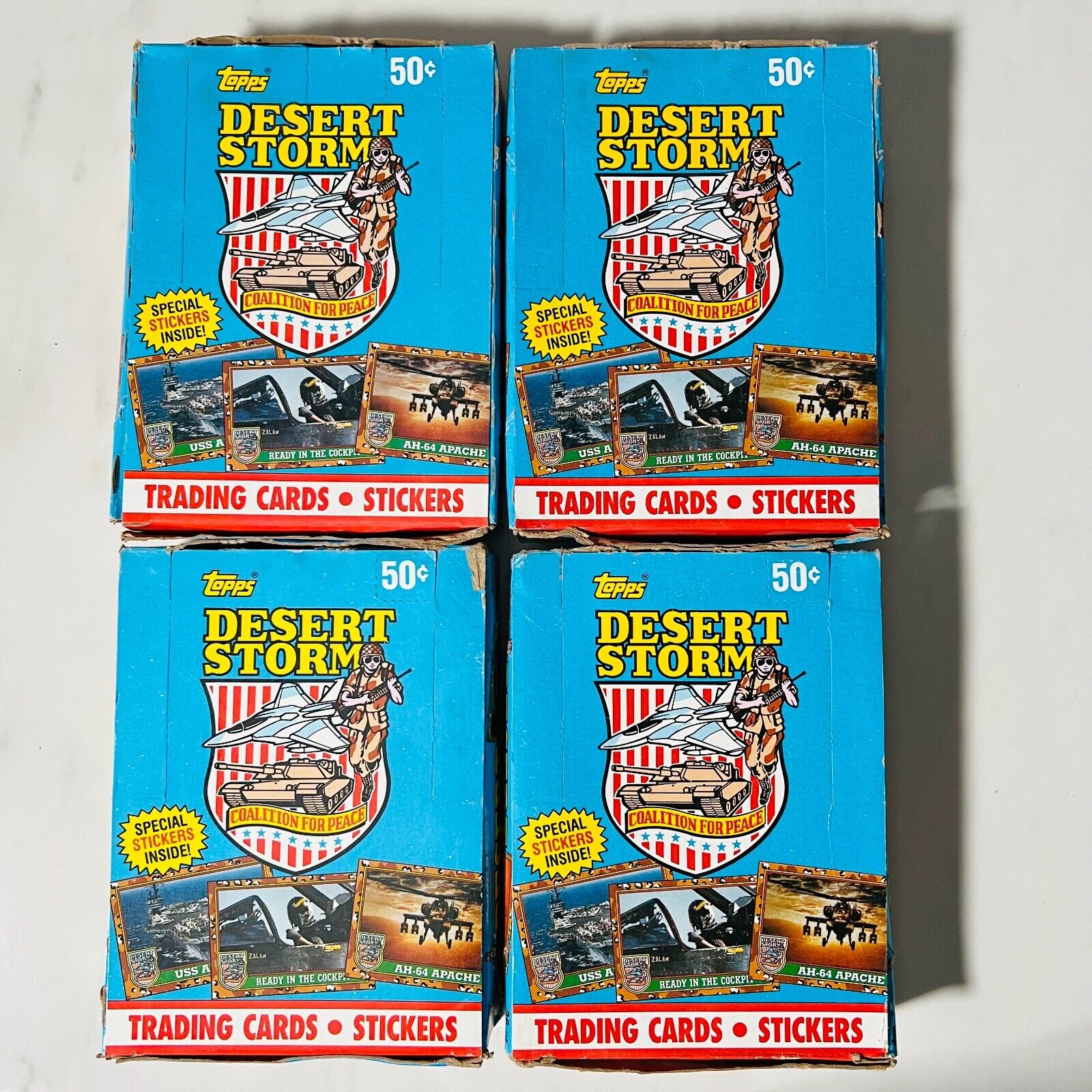 1991 Topps Desert Storm 1st Series Four Boxes 36 Sealed Wax Packs Trading Cards