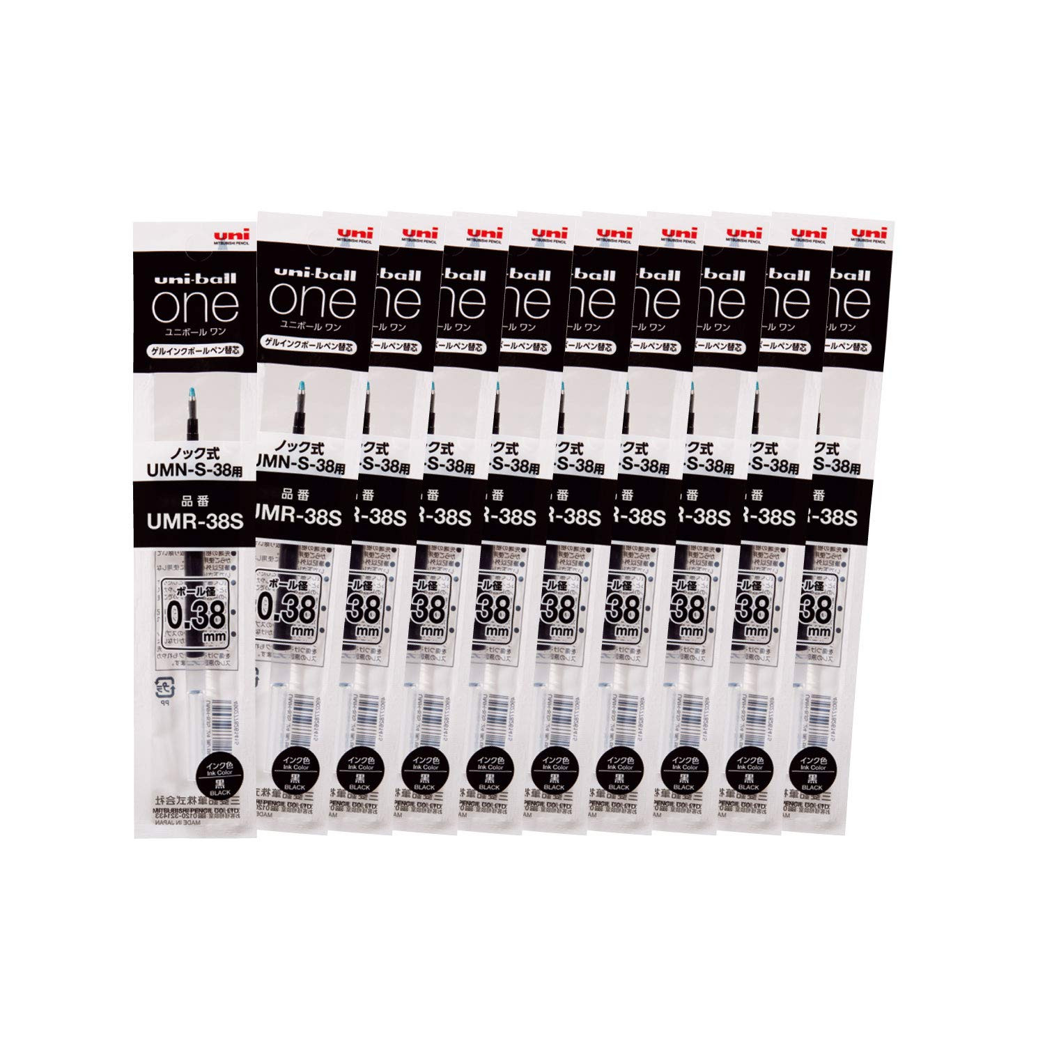 Uni Ball One 0.38mm Black Gel Pen Refill 10 Pack Vibrant Ink Cartridge Uni Ball One 0.38mm Black Gel Pen Refill 10 Pack Vibrant Ink Cartridge