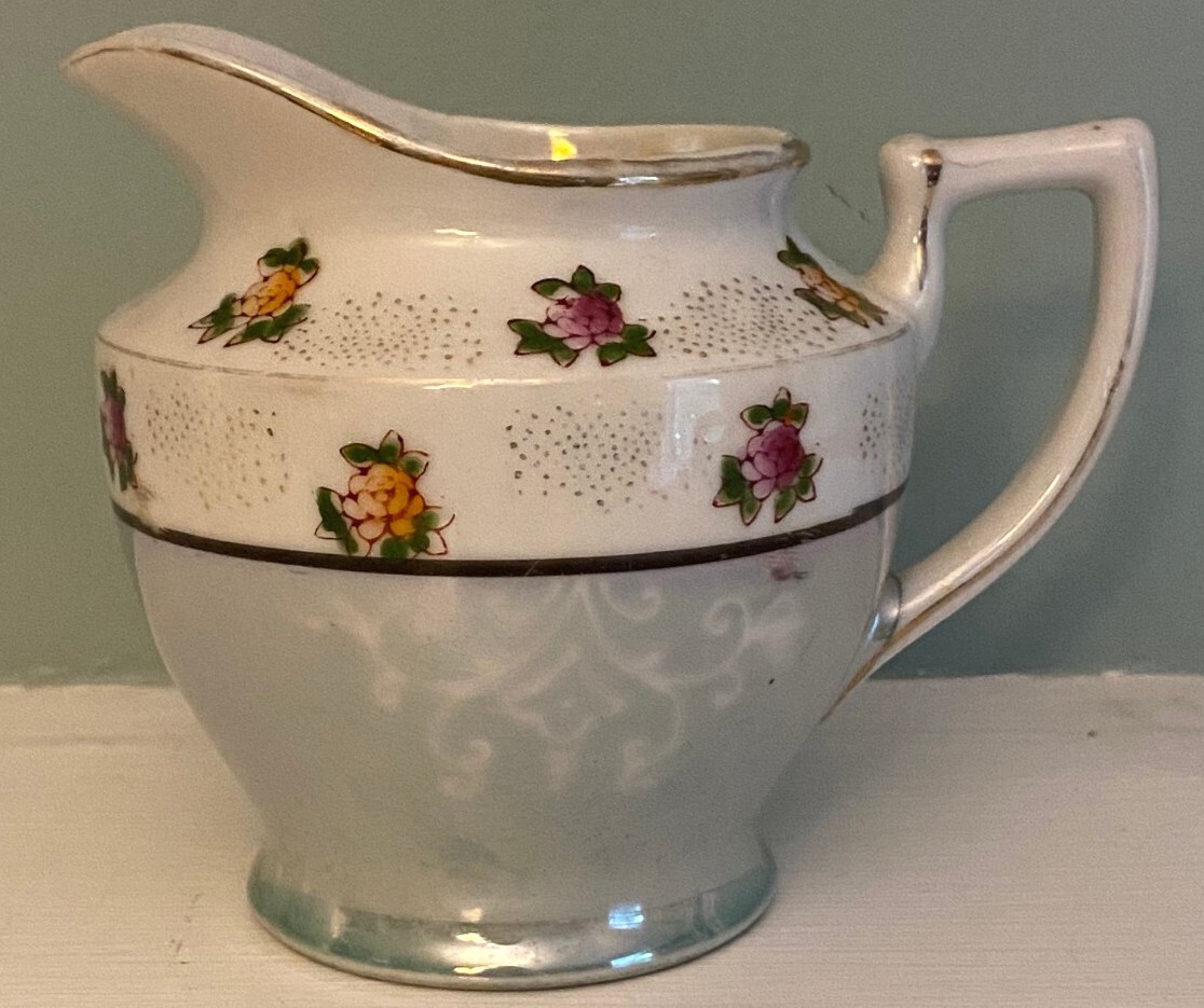 Vintage TT Takito Hand Painted Lustreware Floral Creamer ~ Japan