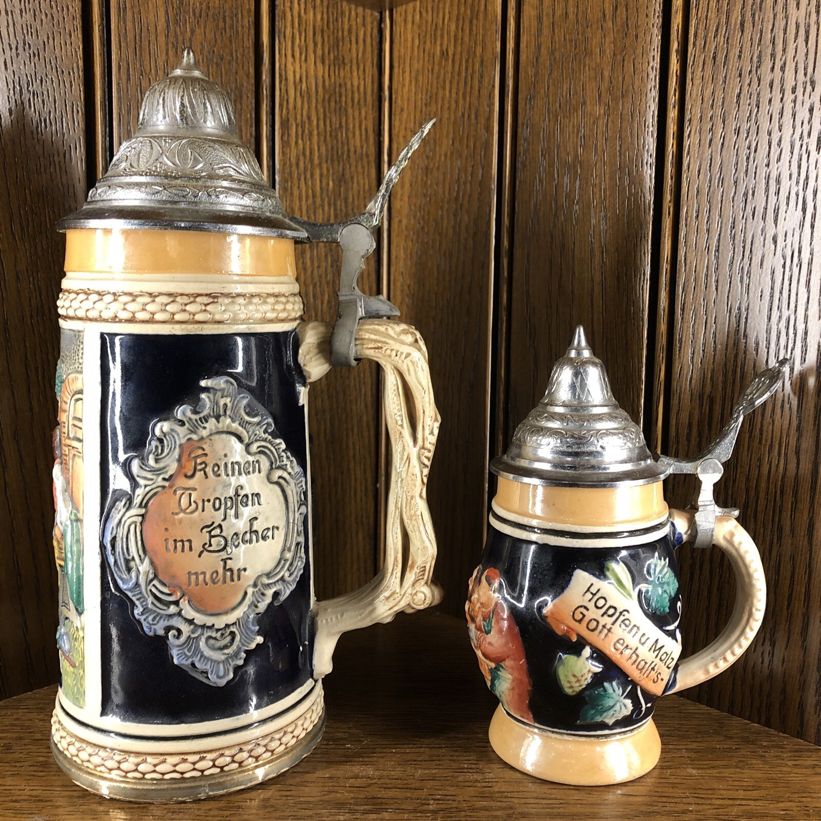 VTG Geman Beer Steins Corzelius Gott Erhalt Hopfenu & Thewalt Lindenwirtin LOT VTG Geman Beer Steins Corzelius Gott Erhalt Hopfenu & Thewalt Lindenwirtin LOT