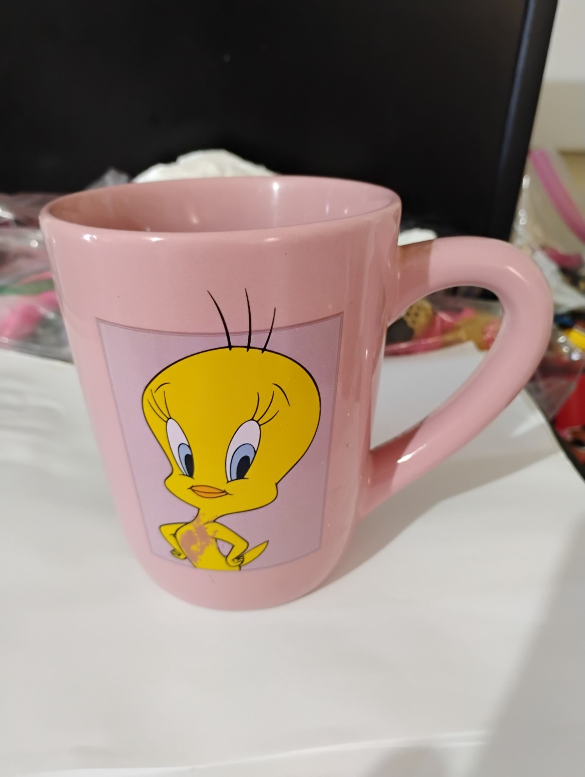 Vintage Tweety Bird Warner Bros Studio Store 1998 Pink Ceramic Coffee Cup READ Vintage Tweety Bird Warner Bros Studio Store 1998 Pink Ceramic Coffee Cup READ