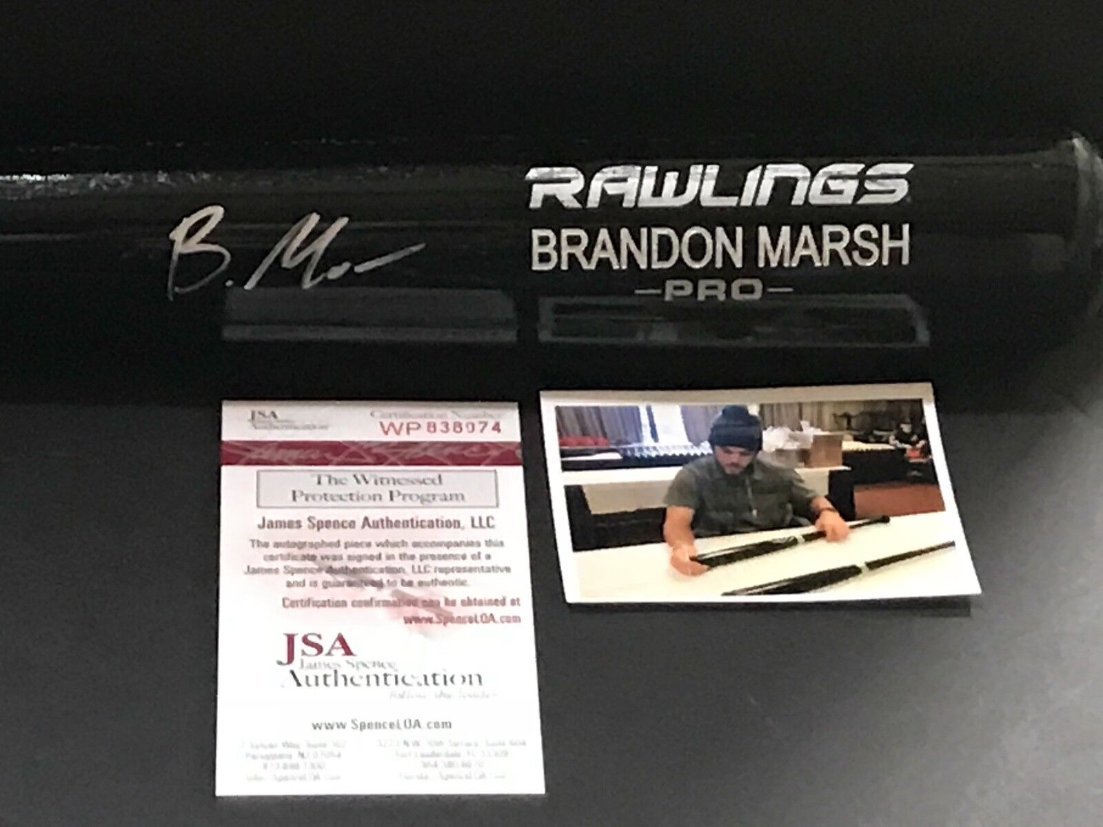 Brandon Marsh Los Angeles Angels Signed Engraved Bat JSA WITNESS COA Black B
