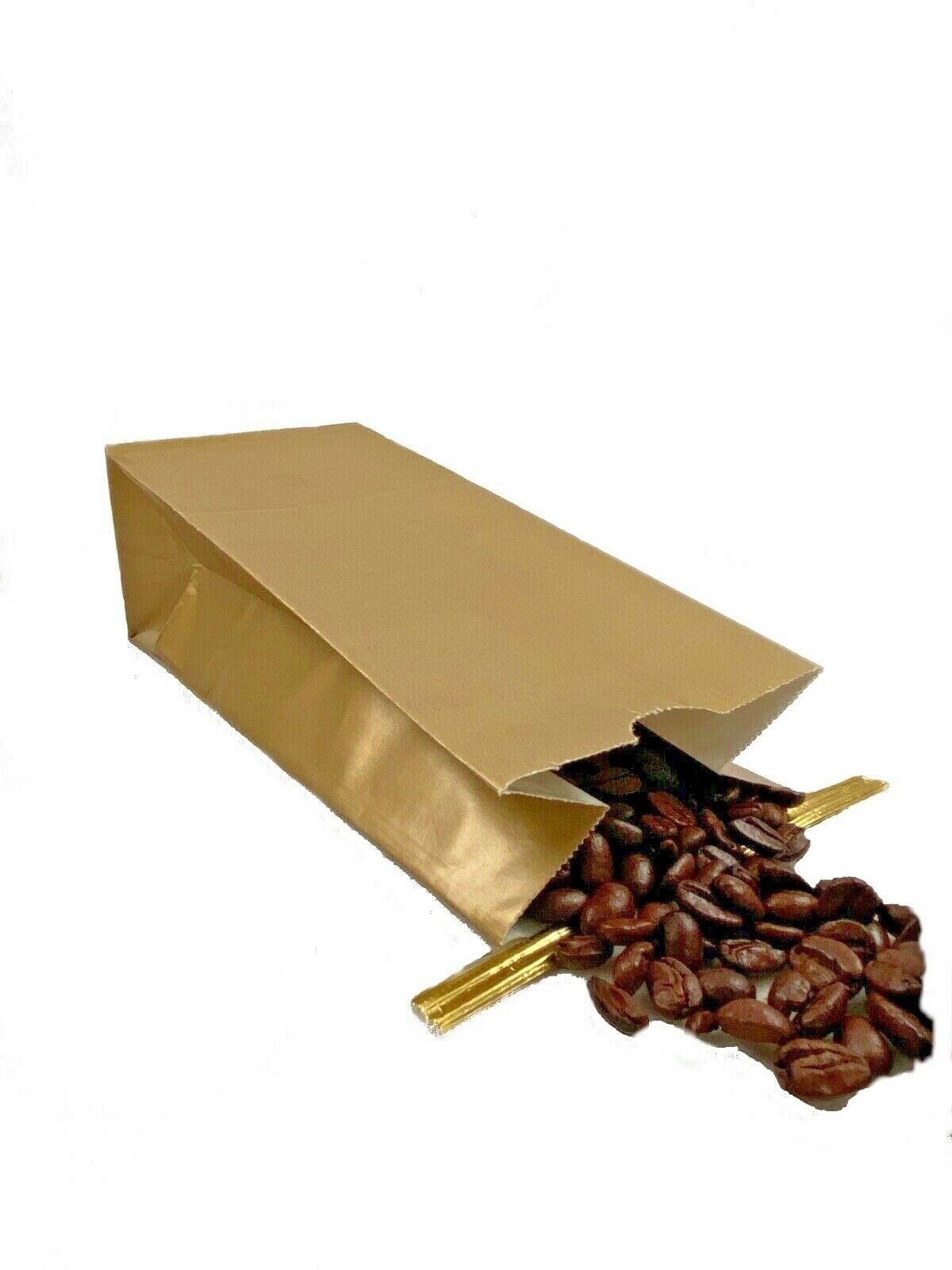 Black & Gold Gloss Tin Tie Coffee Bags – ½ lb Poly-Lined – 500 or 1000 Packs