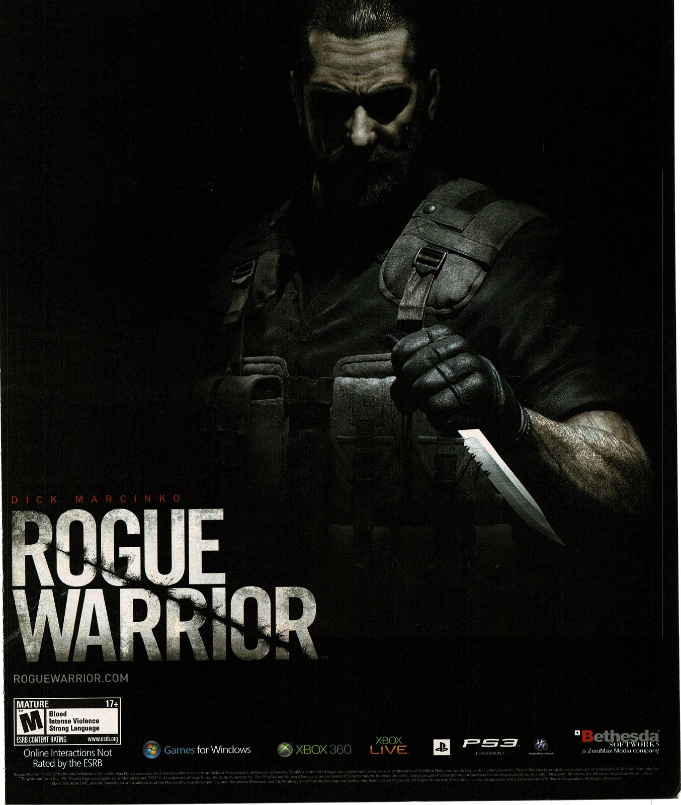 2009 Rogue Warrior Video Game Vintage Print Ad