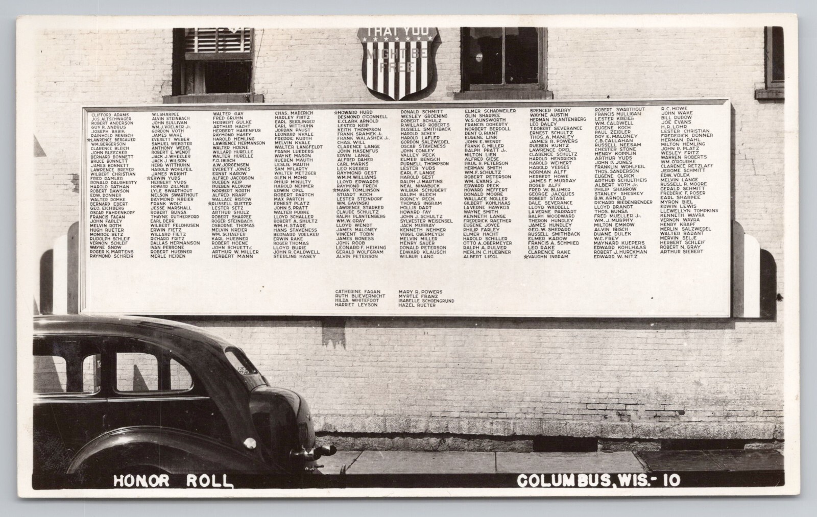 RPPC World War II Honor Roll in Columbus Wisconsin c1940s Postcard RPPC World War II Honor Roll in Columbus Wisconsin c1940s Postcard