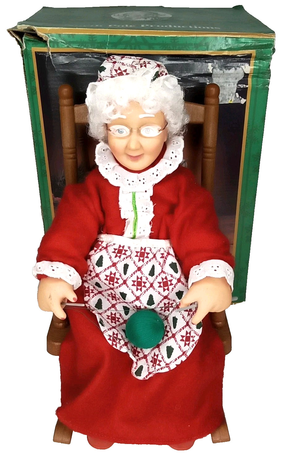 Vintage 1990s Gemmy North Pole Animated Rocking Mrs Claus With Original Box