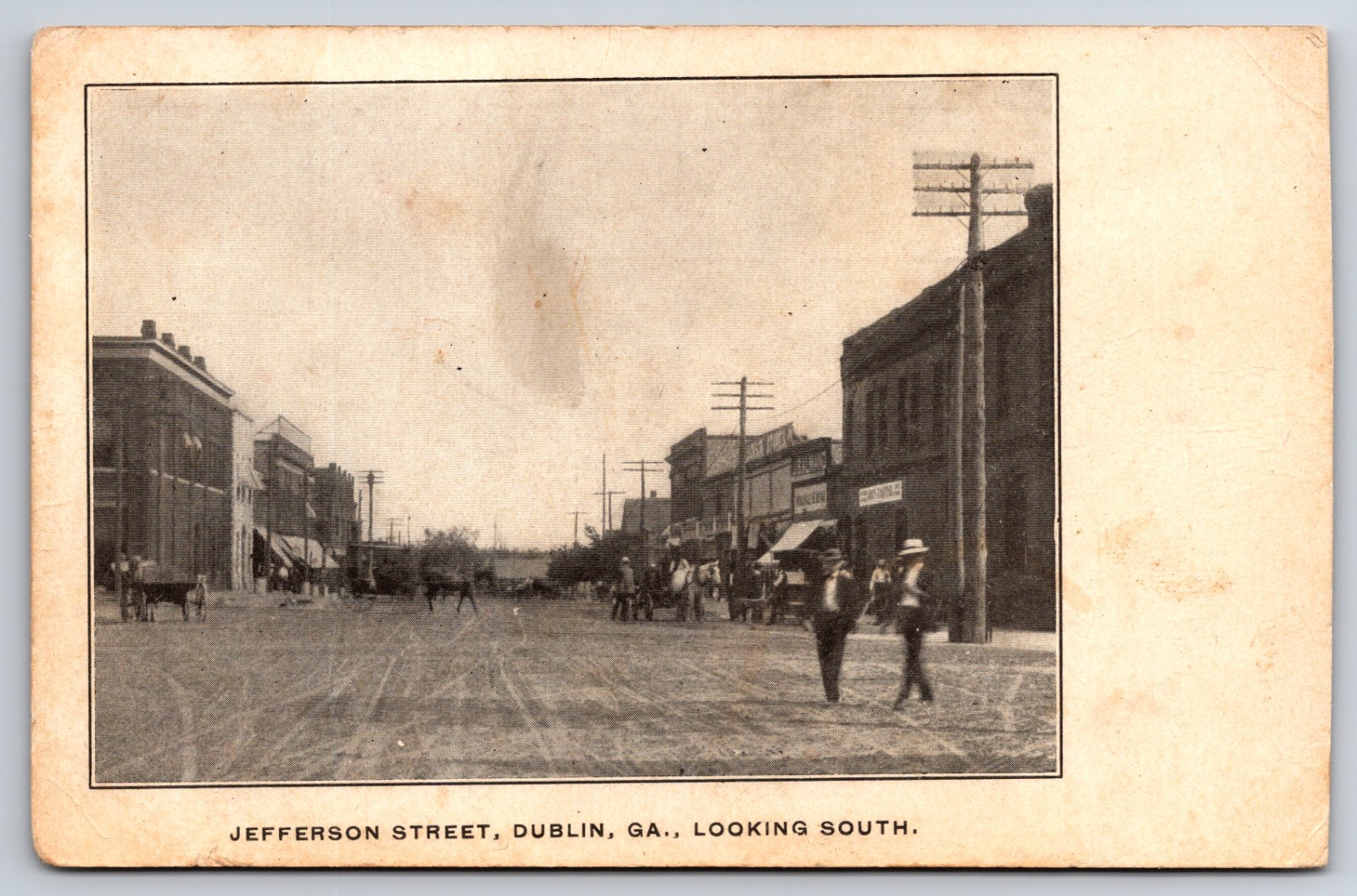 Jefferson Street Dublin Georgia GA Stores c1905 Postcard
