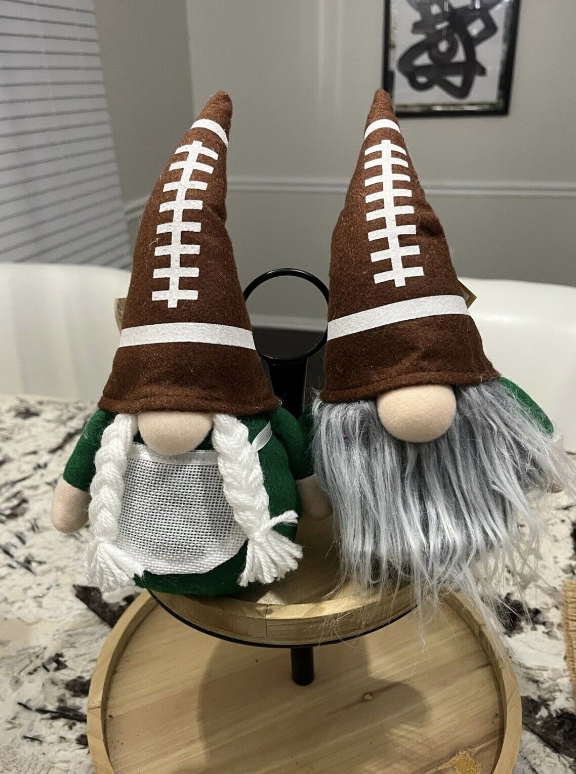 Football Gnomes (set of two) Robert Stanley Weighted Base Football Party Decor