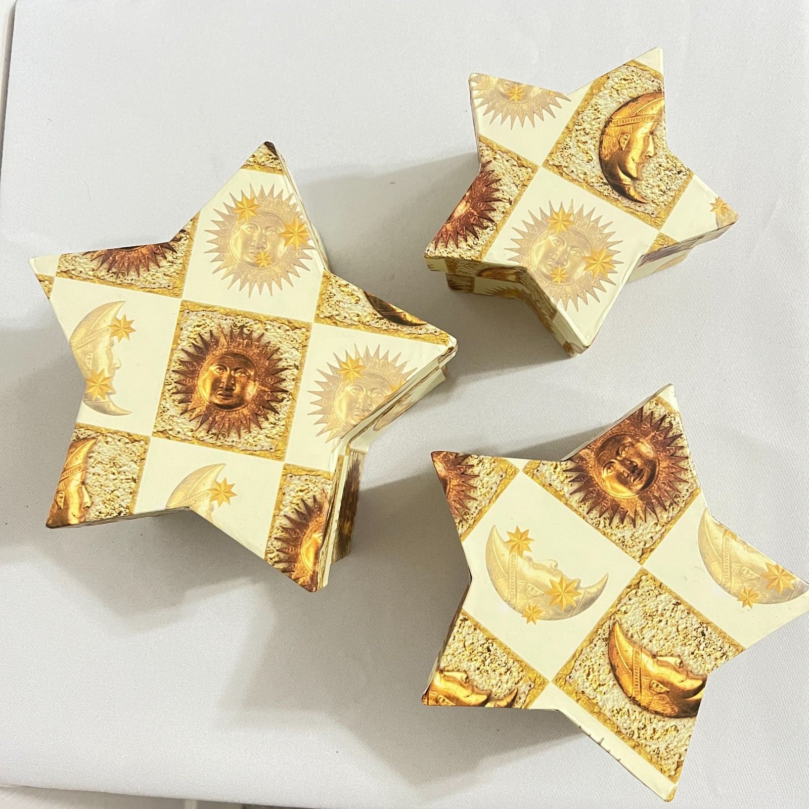 Vintage 90s Celestial Sun Moon Star Shaped Nesting boxes Set 3 Whimsigoth Decor Vintage 90s Celestial Sun Moon Star Shaped Nesting boxes Set 3 Whimsigoth Decor