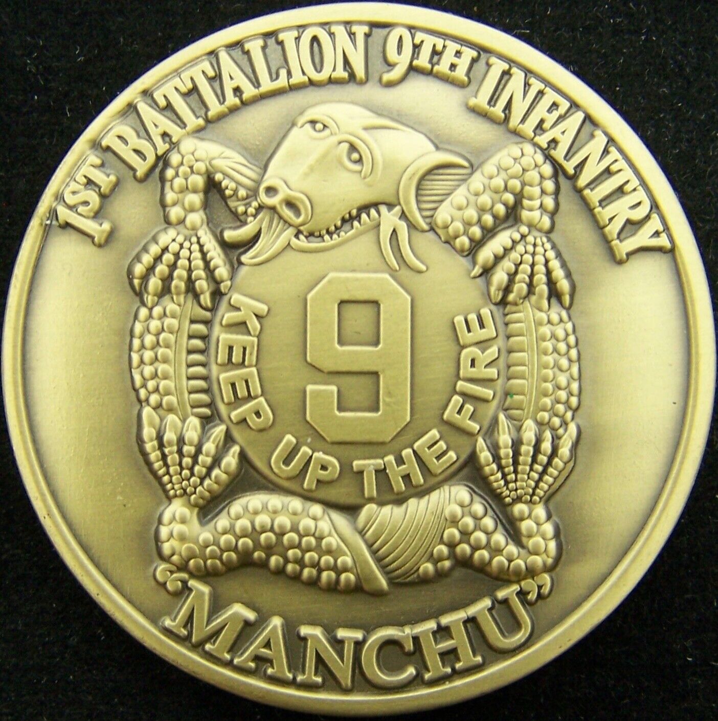 1st Battalion 9th Infantry Manchu Keep up the Fire DMZ Challenge Coin