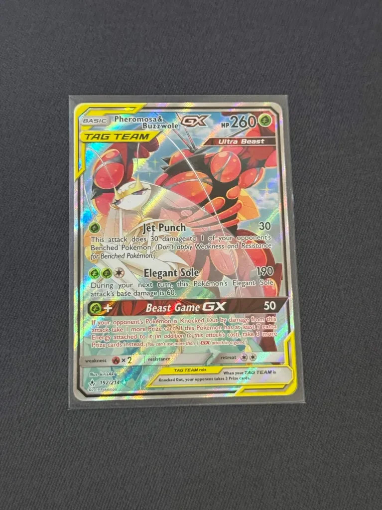 Pokemon Pheromosa & Buzzwole GX 192/214 Ultra Rare Unbroken Bonds Holo NM Pokemon Pheromosa & Buzzwole GX 192/214 Ultra Rare Unbroken Bonds Holo NM