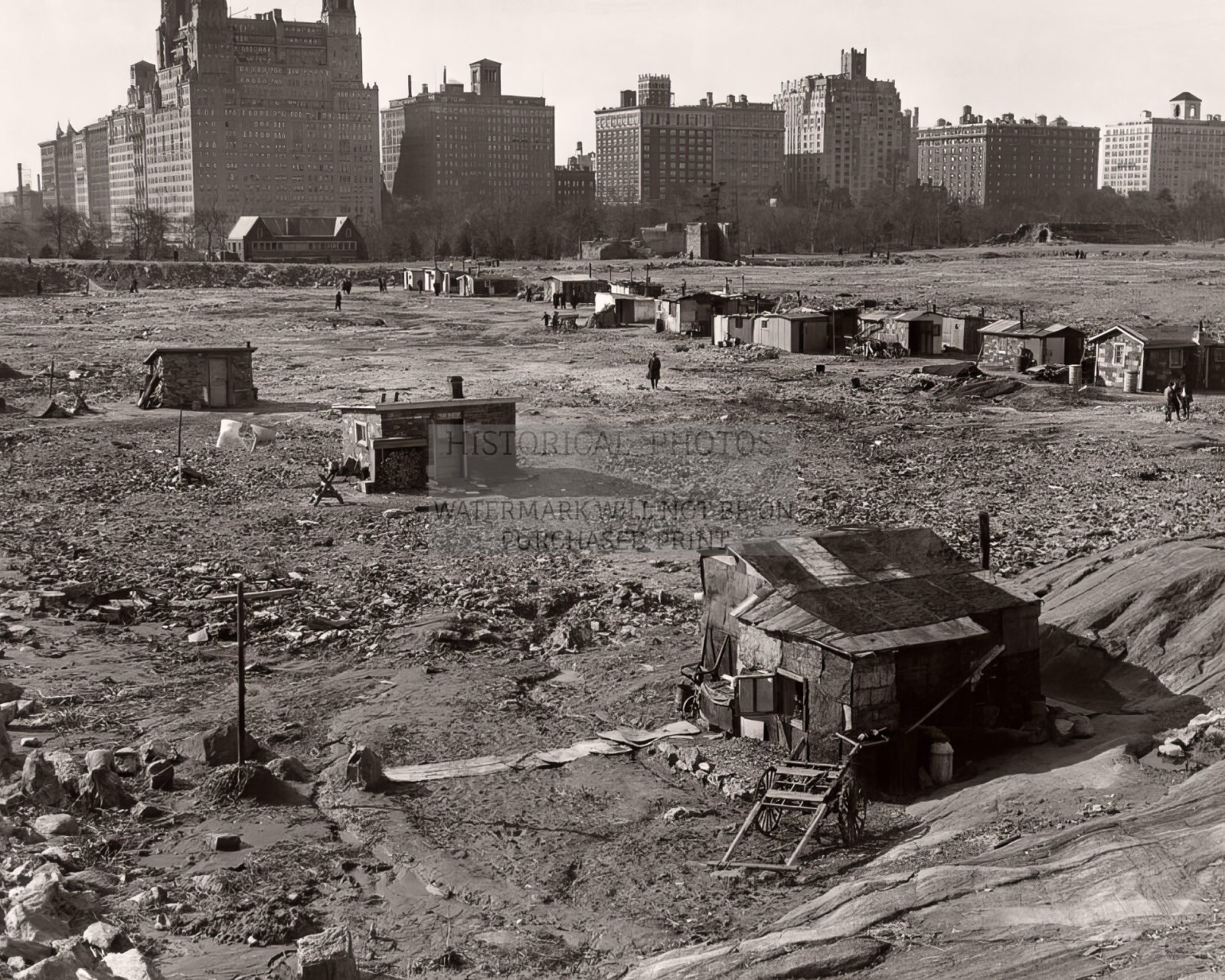 HOOVERVILLE GREAT DEPRESSION ERA CITY IN CENTRAL PARK NEW YORK 1933 8X10 PHOTO HOOVERVILLE GREAT DEPRESSION ERA CITY IN CENTRAL PARK NEW YORK 1933 8X10 PHOTO