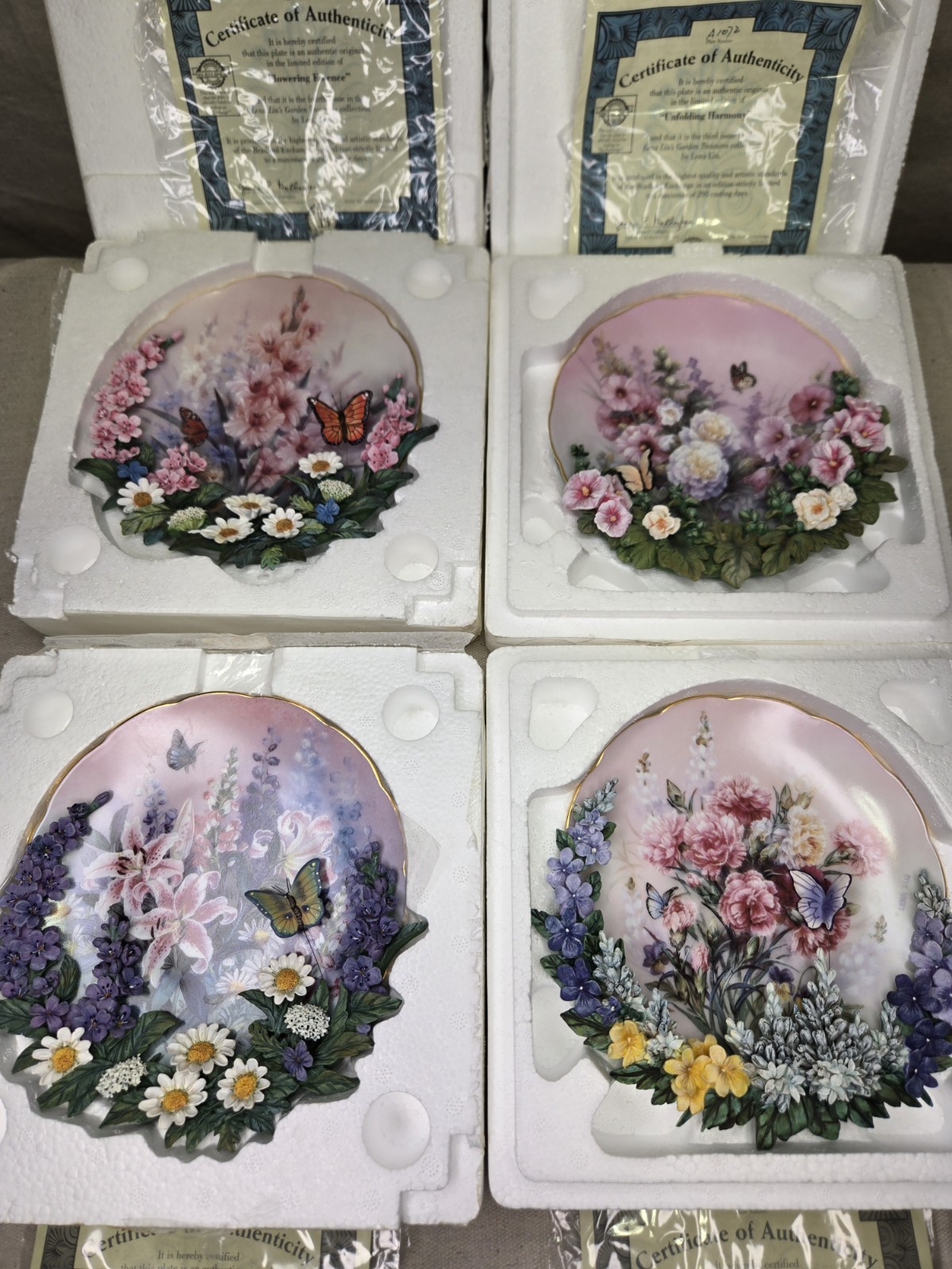 Bradford Exchange Lena Liu’s Garden Treasures 3D Plates (Set of 4) Butterfly 