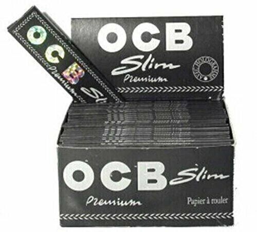 OCB PREMIUM BLACK KING SIZE SLIM SMOKING CIGARETTE ROLLING PAPERS 50 BOOKLETS