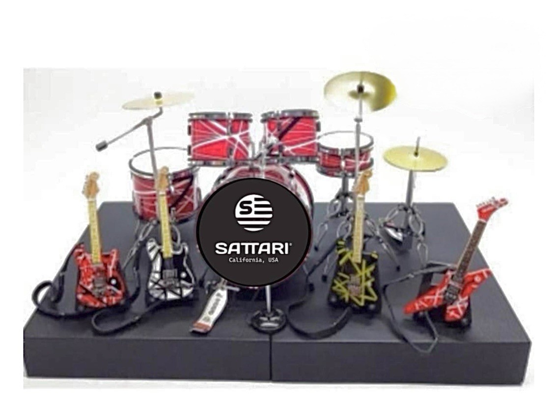 Miniture Drum Set +guitar And Mic. SATTARI Miniature Rock Collection.