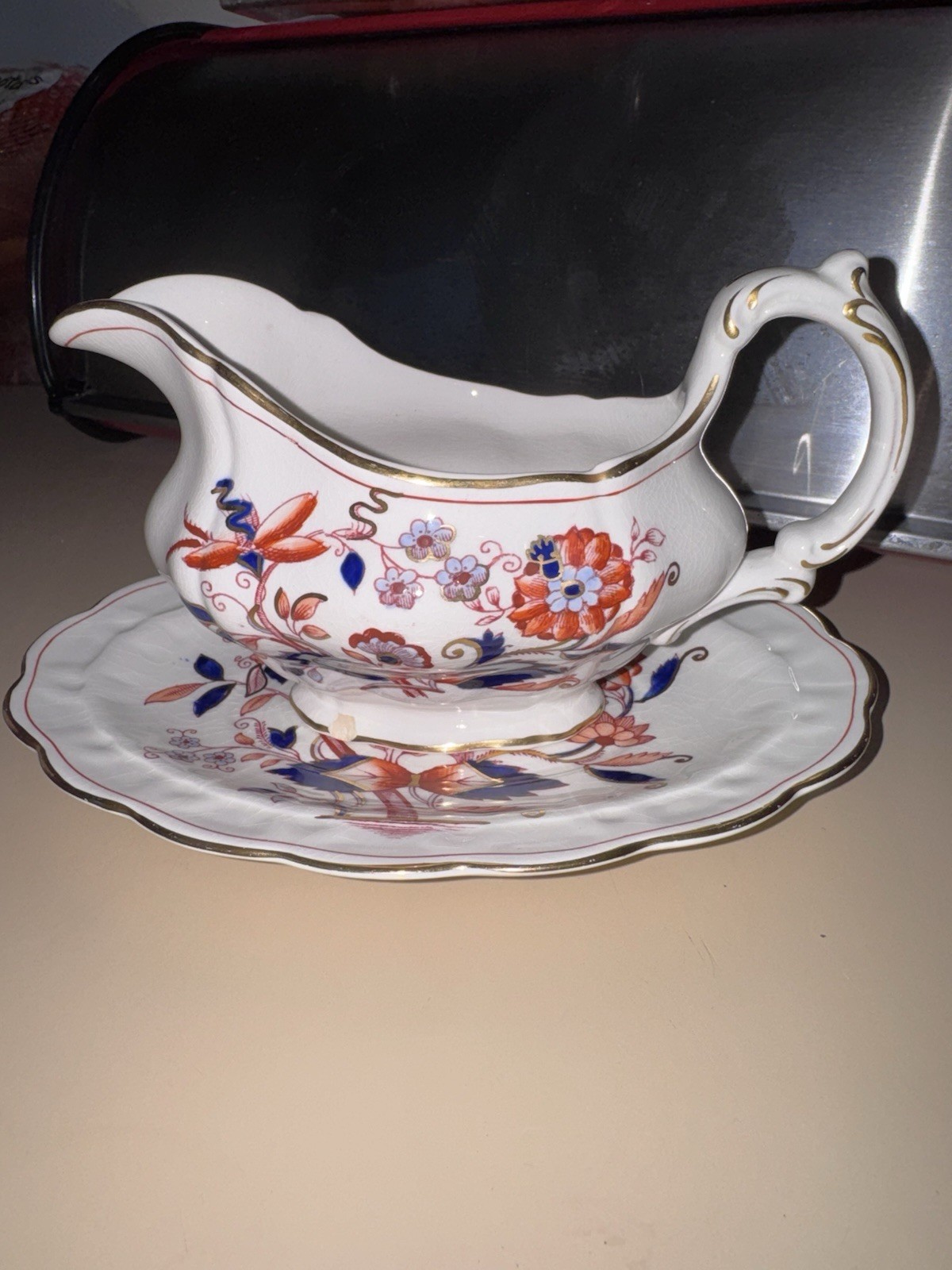 1920 RARE Booths “Fresian” Gravy Boat & Underplate Scalloped Gold Rim A8022 1920 RARE Booths “Fresian” Gravy Boat & Underplate Scalloped Gold Rim A8022