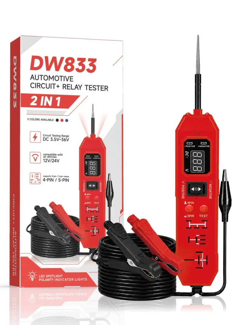 Upgraded DW833 Automotive Circuit Tester and Car Relay Tester Power Probe Upgraded DW833 Automotive Circuit Tester and Car Relay Tester Power Probe