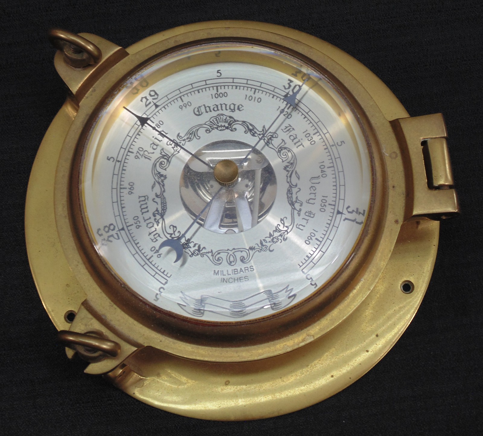 Vintage Brass Weather Marine Barometer Porthole 7\