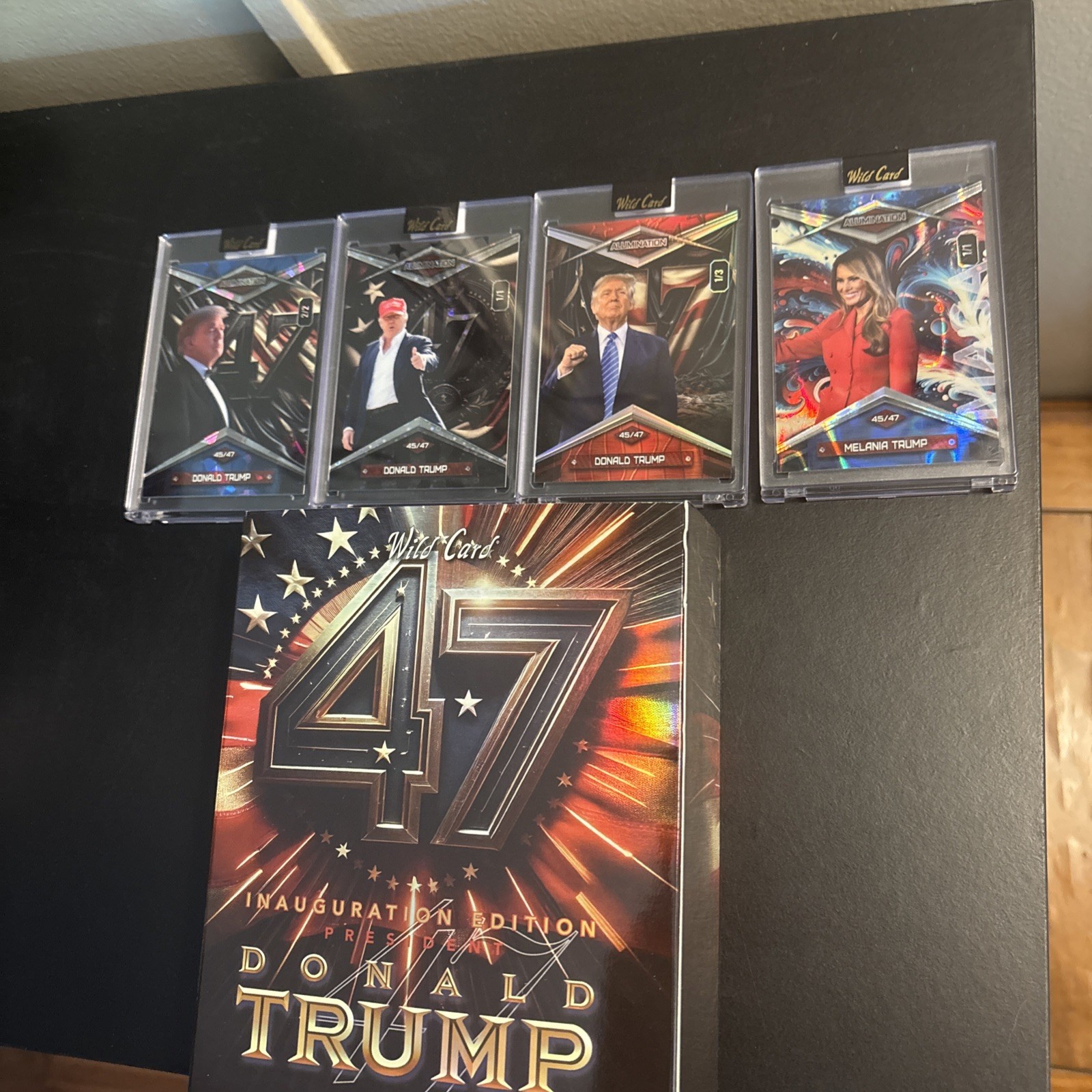 2025 Wild Card Alumination Donald Trump 4 Card Lot With Two 1/1s. MAGA Melania 2025 Wild Card Alumination Donald Trump 4 Card Lot With Two 1/1s. MAGA Melania