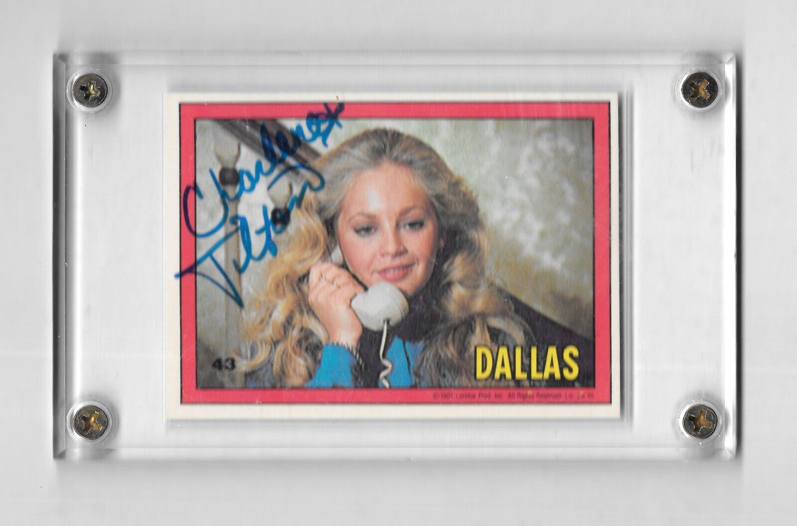 Signed 1981 Donruss Dallas #43 Lucy Phones VAR Red Border Charlene Tilton Card