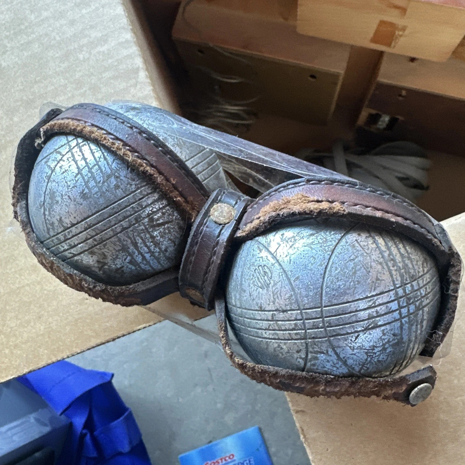 Antique Pair French Pétanque Boules Lawn Game 