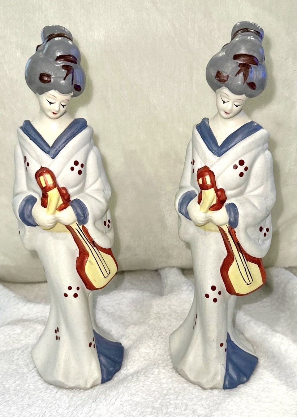 Vintage Japanese Sophia-Ann Geisha Figurines- Porcelain Hand-Painted Set Of 2
